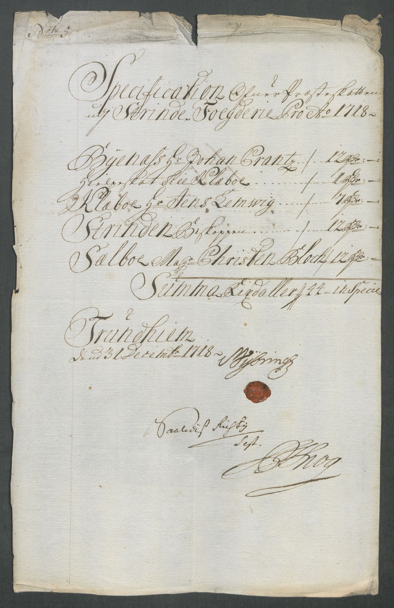 Rentekammeret inntil 1814, Reviderte regnskaper, Fogderegnskap, AV/RA-EA-4092/R61/L4116: Fogderegnskap Strinda og Selbu, 1717-1718, s. 376