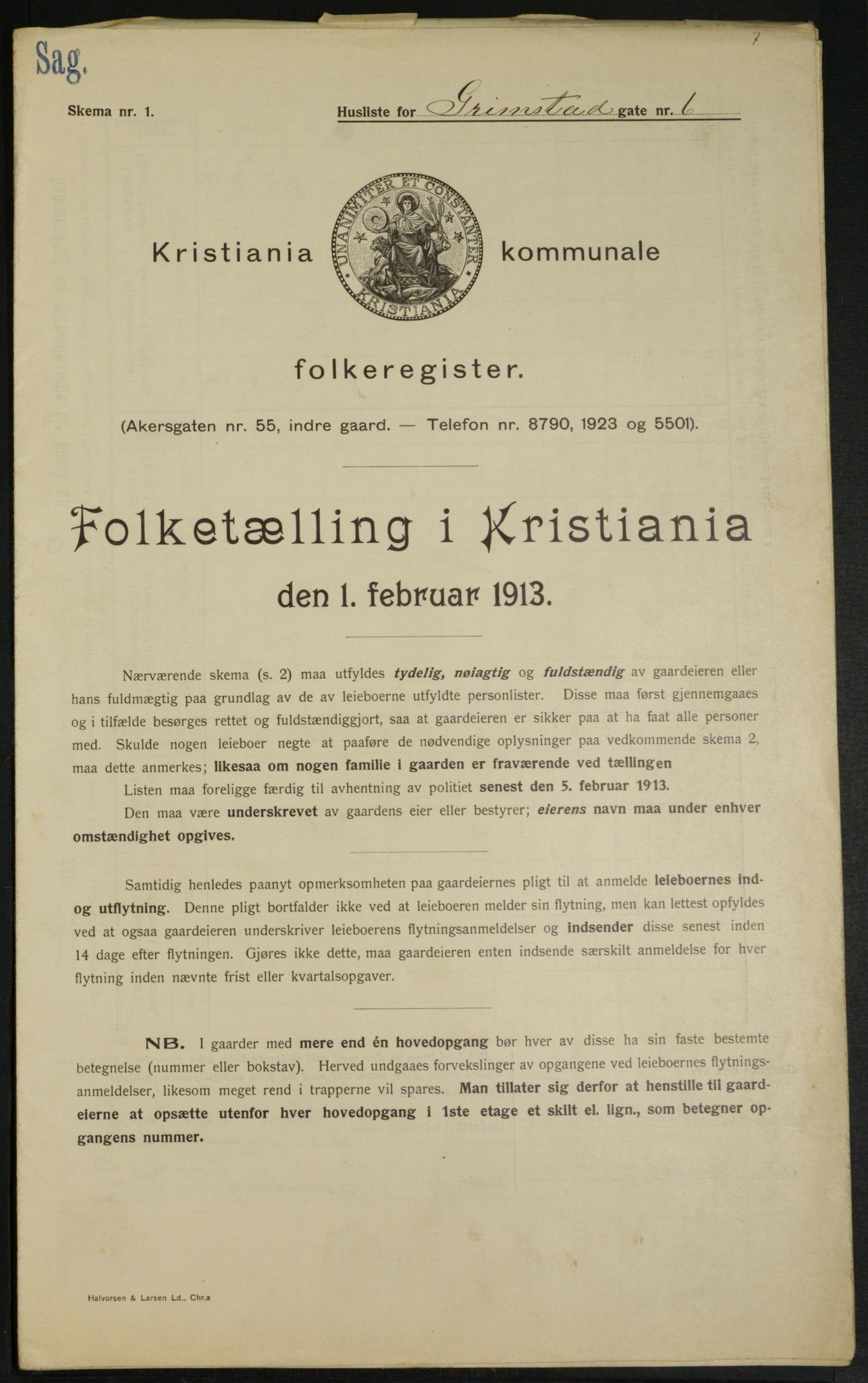 OBA, Kommunal folketelling 1.2.1913 for Kristiania, 1913, s. 30030