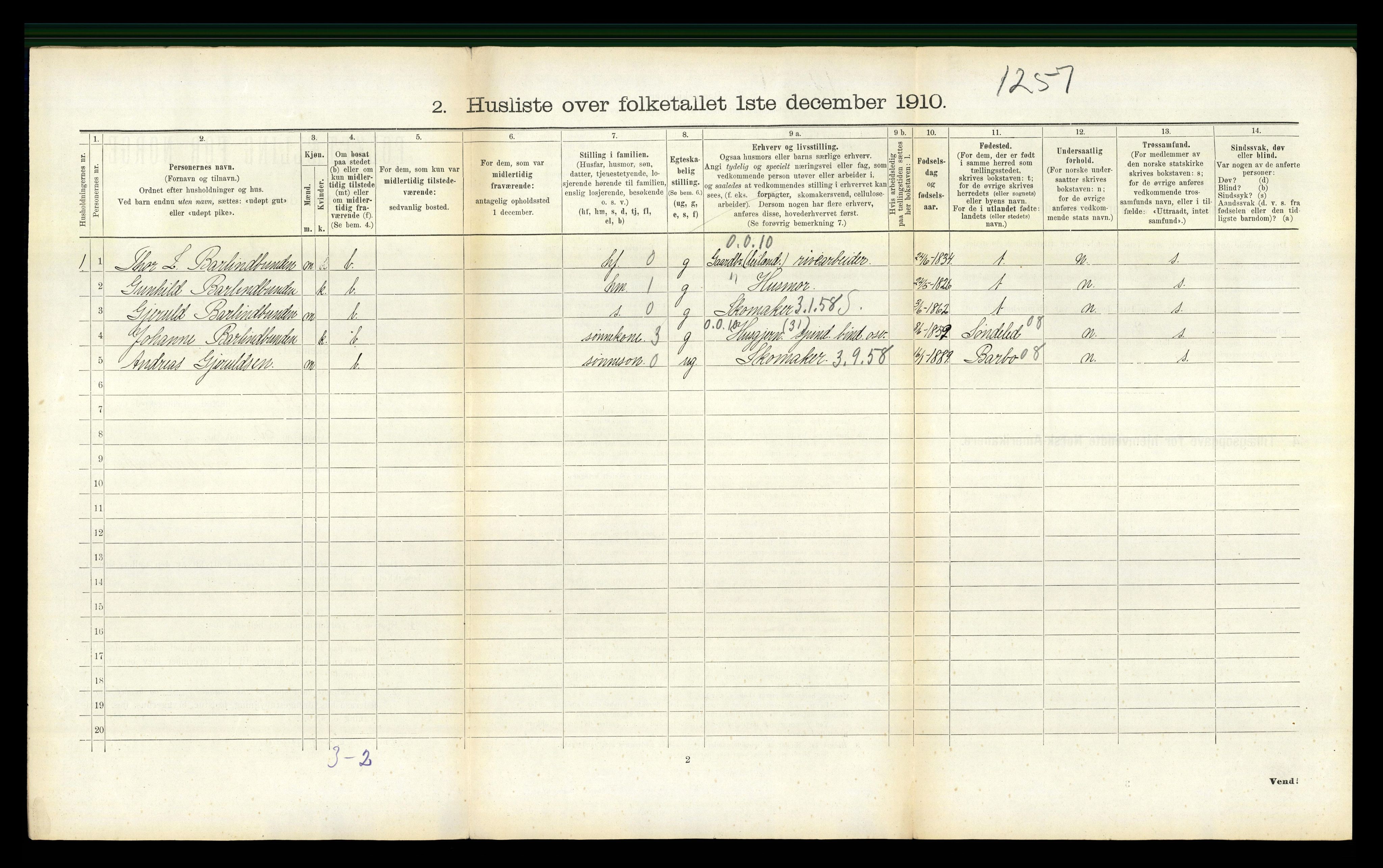 RA, Folketelling 1910 for 0914 Holt herred, 1910, s. 229