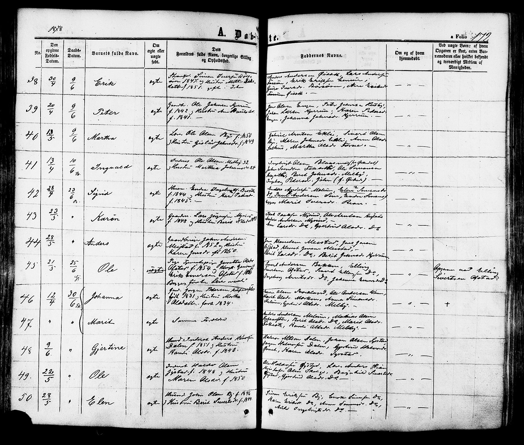 Ministerialprotokoller, klokkerbøker og fødselsregistre - Sør-Trøndelag, SAT/A-1456/665/L0772: Ministerialbok nr. 665A07, 1856-1878, s. 172