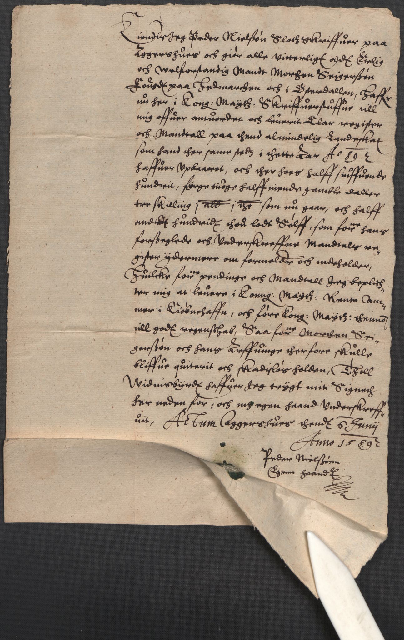 Riksarkivets diplomsamling, AV/RA-EA-5965/F02/L0090: Dokumenter, 1589, s. 76