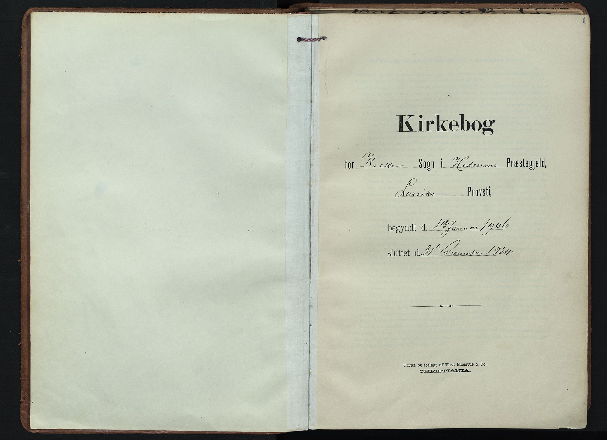 Hedrum kirkebøker, SAKO/A-344/F/Fb/L0002: Ministerialbok nr. II 2, 1906-1924, s. 1