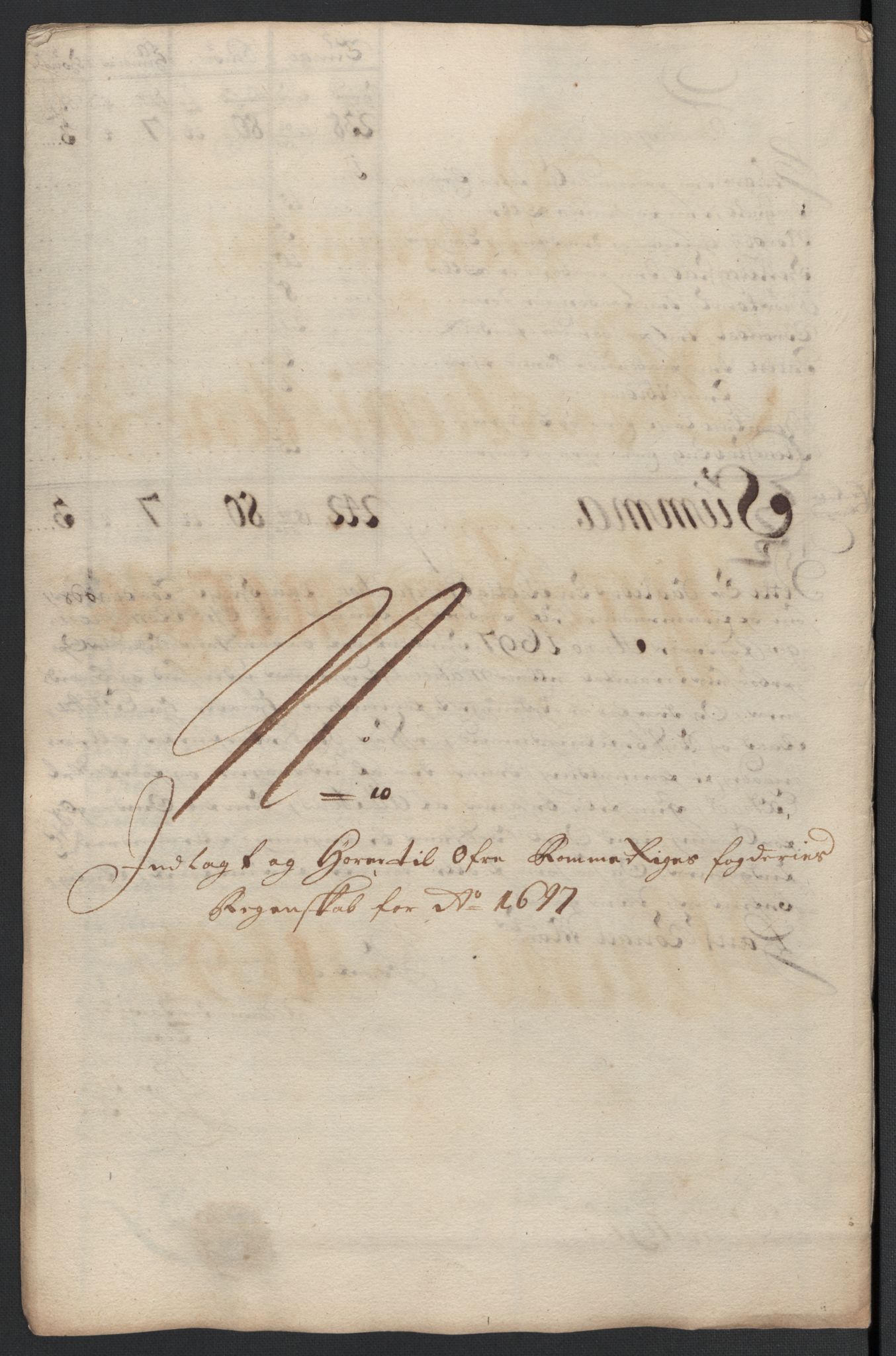Rentekammeret inntil 1814, Reviderte regnskaper, Fogderegnskap, RA/EA-4092/R12/L0709: Fogderegnskap Øvre Romerike, 1697, s. 261