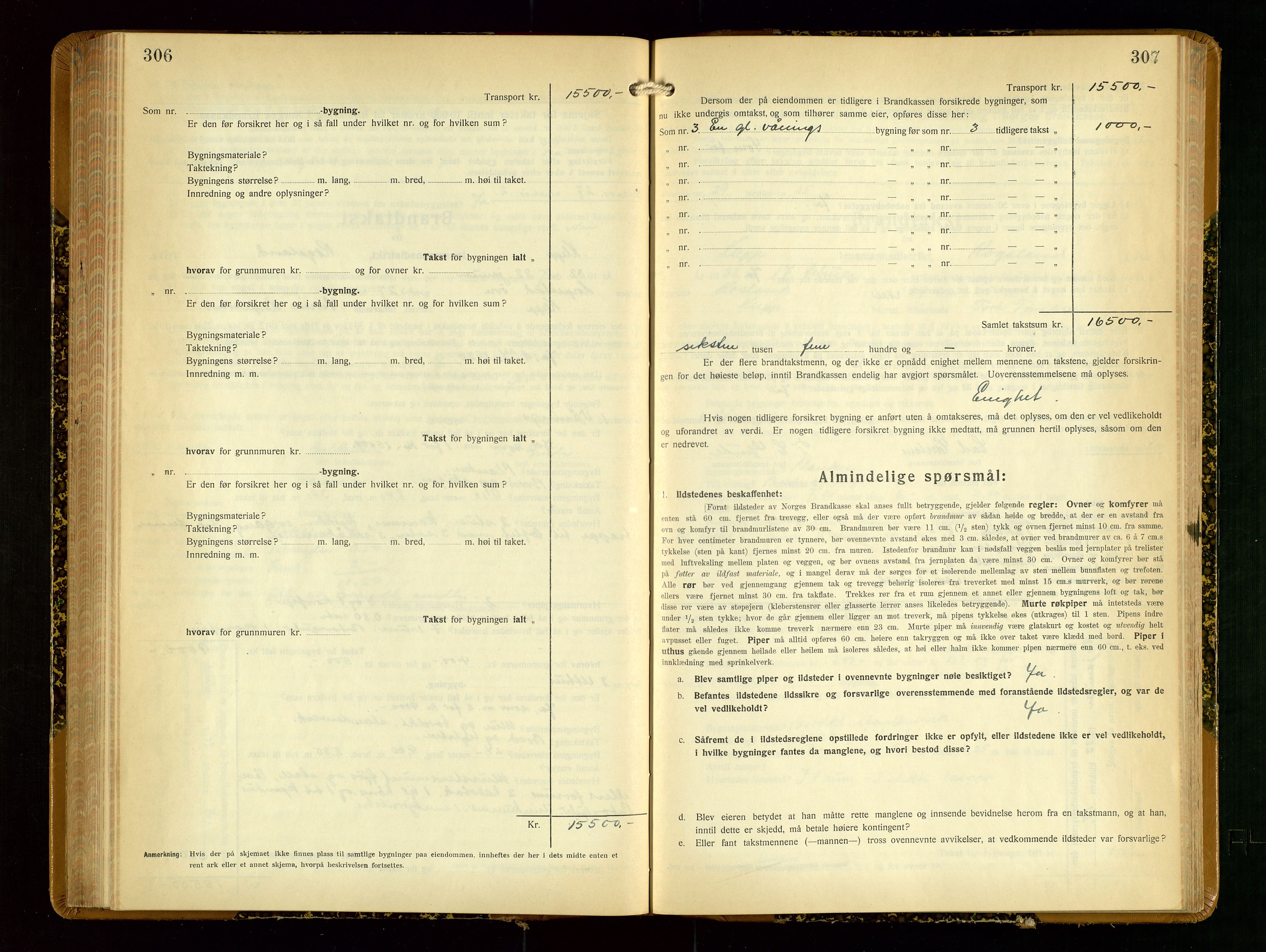 Klepp lensmannskontor, AV/SAST-A-100163/Goc/L0012: "Brandtakstprotokoll" m/register, 1929-1933, s. 306-307