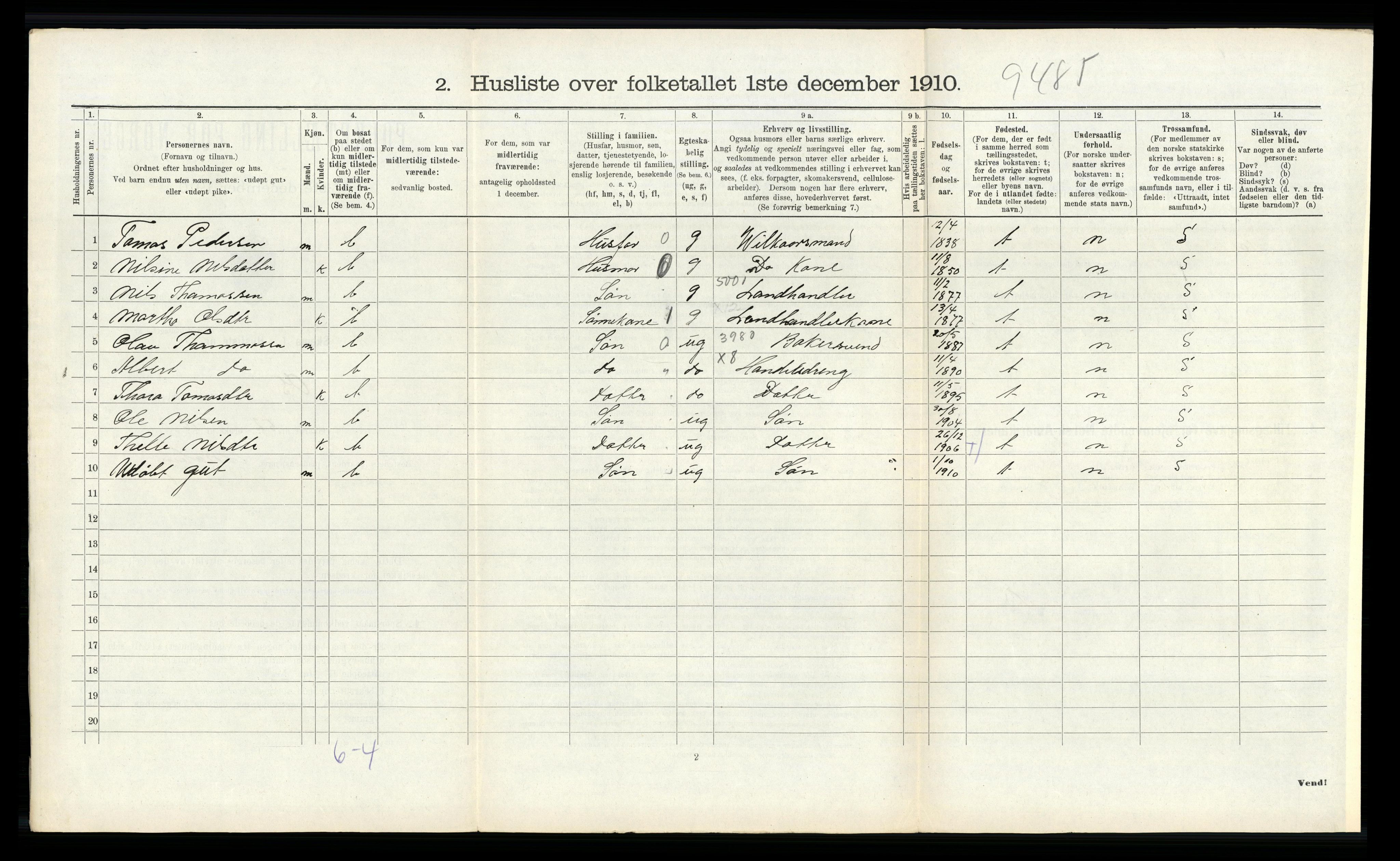 RA, Folketelling 1910 for 1243 Os herred, 1910, s. 707