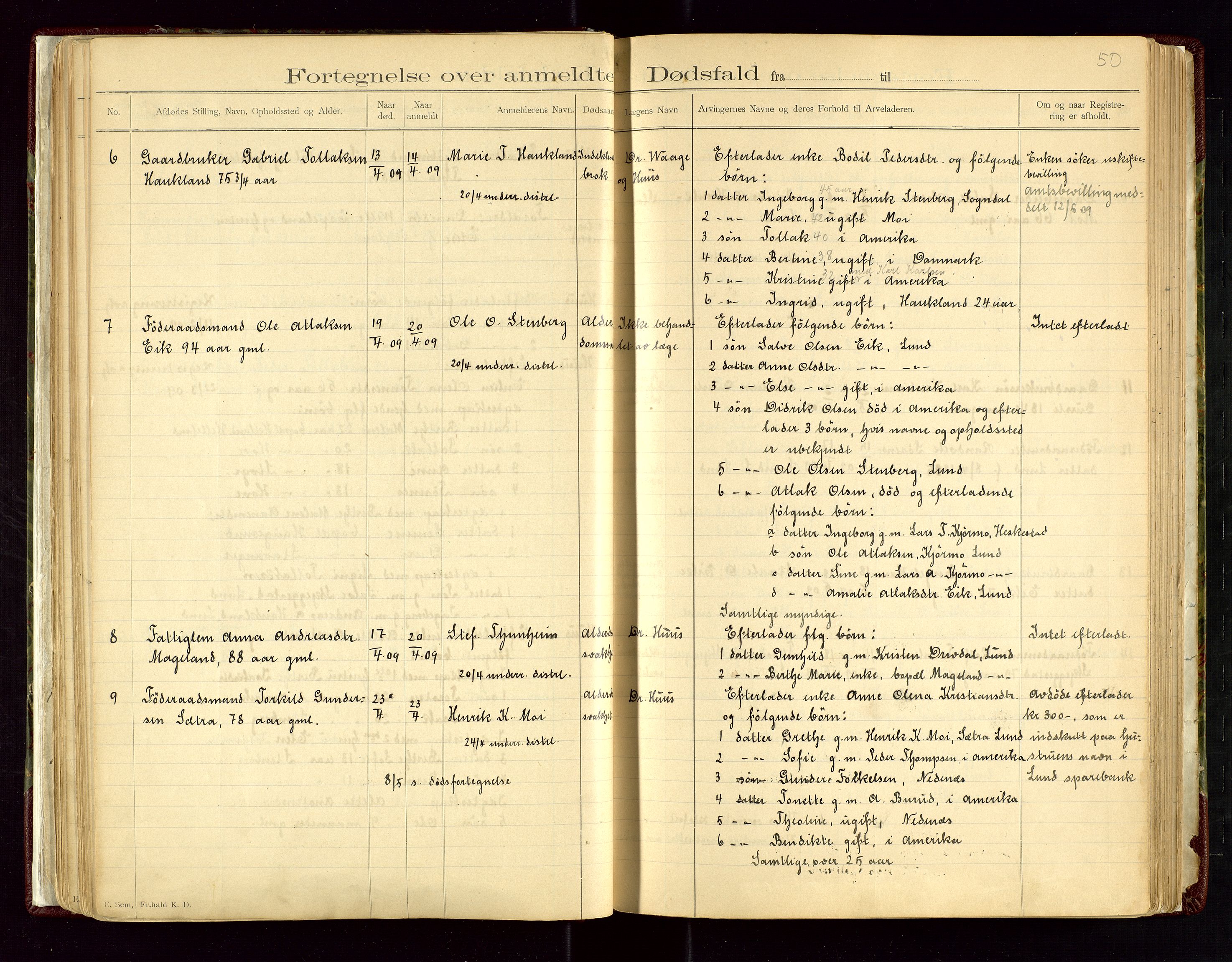 Lund lensmannskontor, AV/SAST-A-100303/Gga/L0001: Dødsfallprotokoll, 1882-1942, s. 50