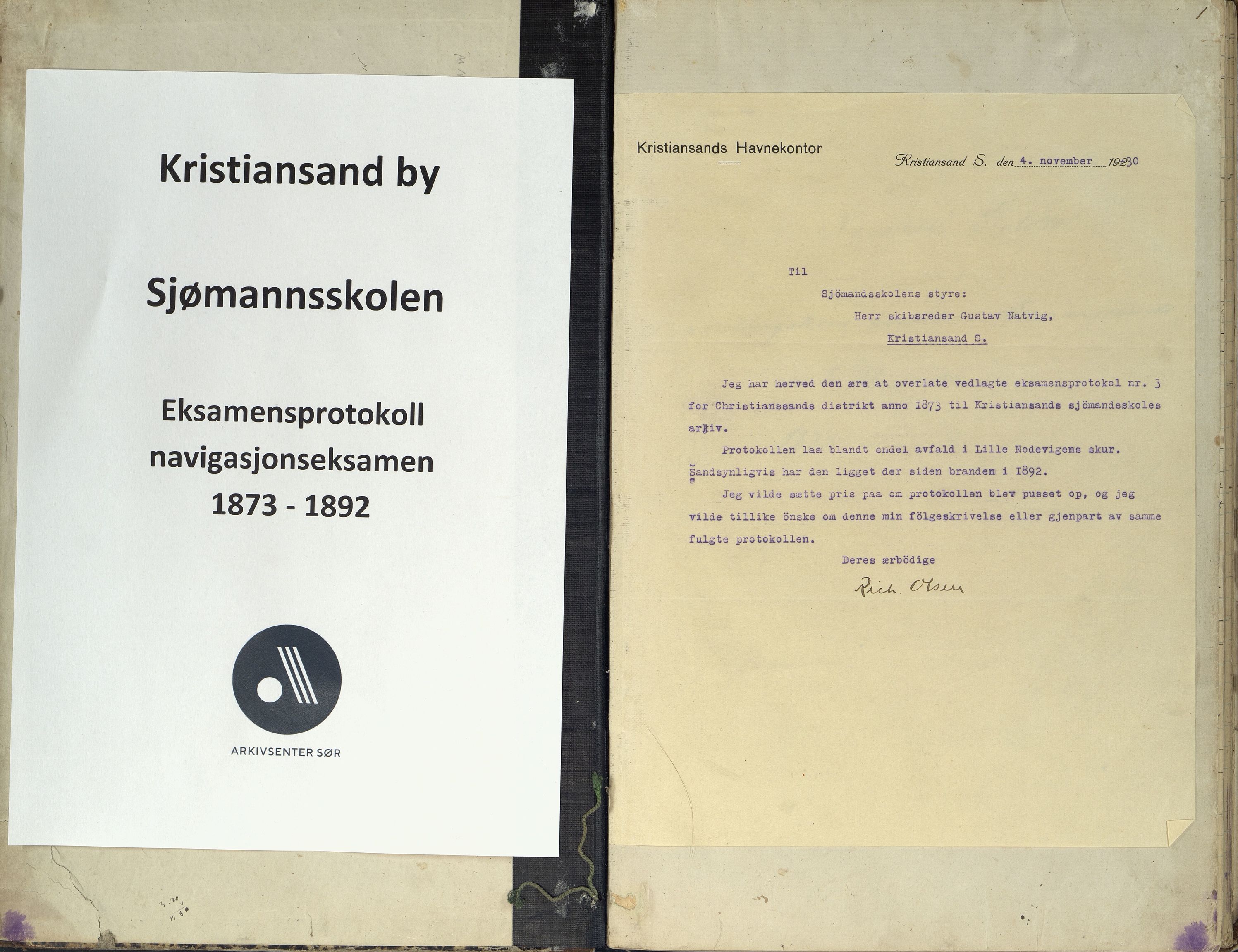 Kristiansand By - Kristiansand Off. Sjømannsskole/ Navigasjonsskole, ARKSOR/1001KG556/G/L0001: Eksamensprotokoll - navigasjonseksamen (d), 1873-1892