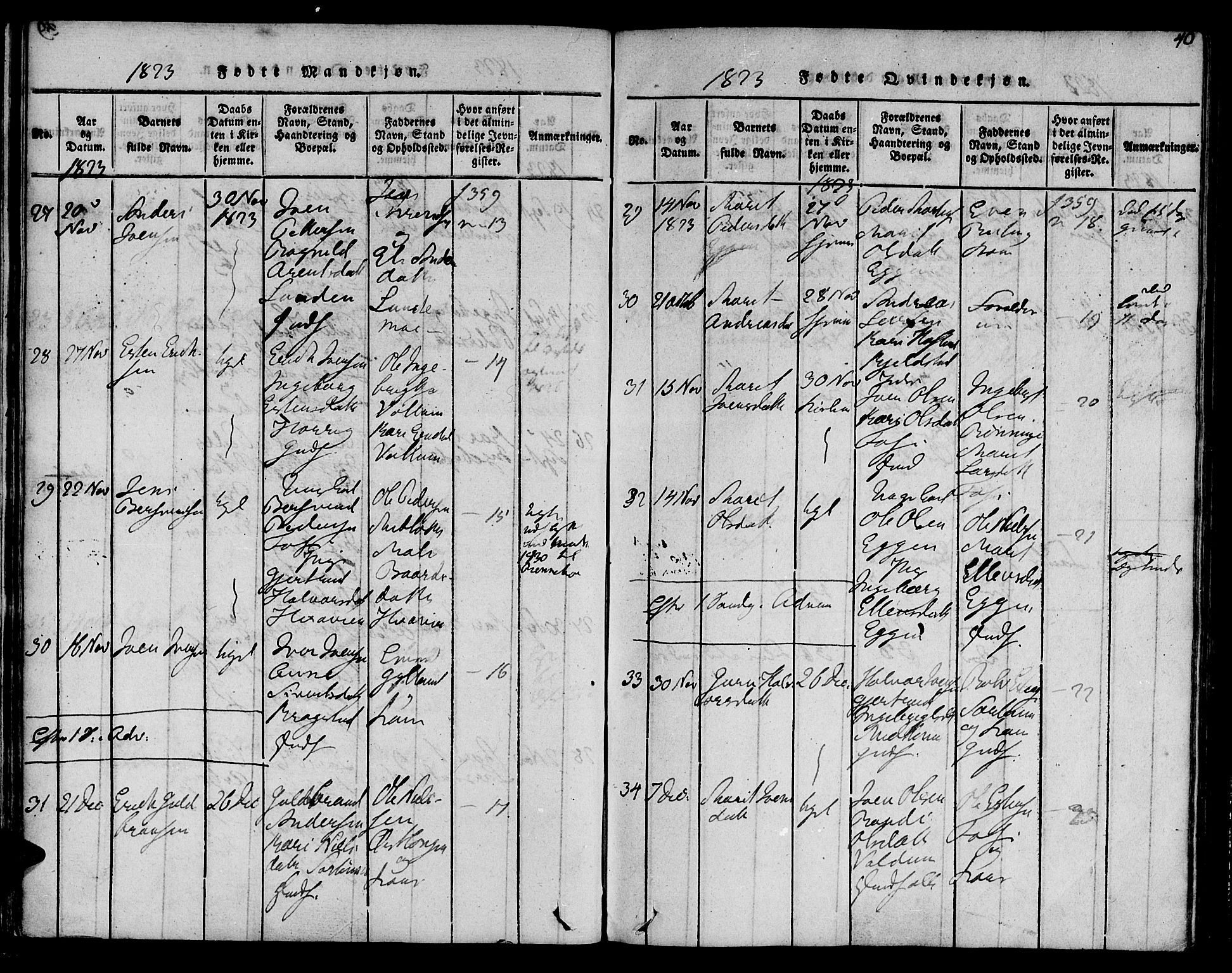 Ministerialprotokoller, klokkerbøker og fødselsregistre - Sør-Trøndelag, SAT/A-1456/692/L1102: Ministerialbok nr. 692A02, 1816-1842, s. 40