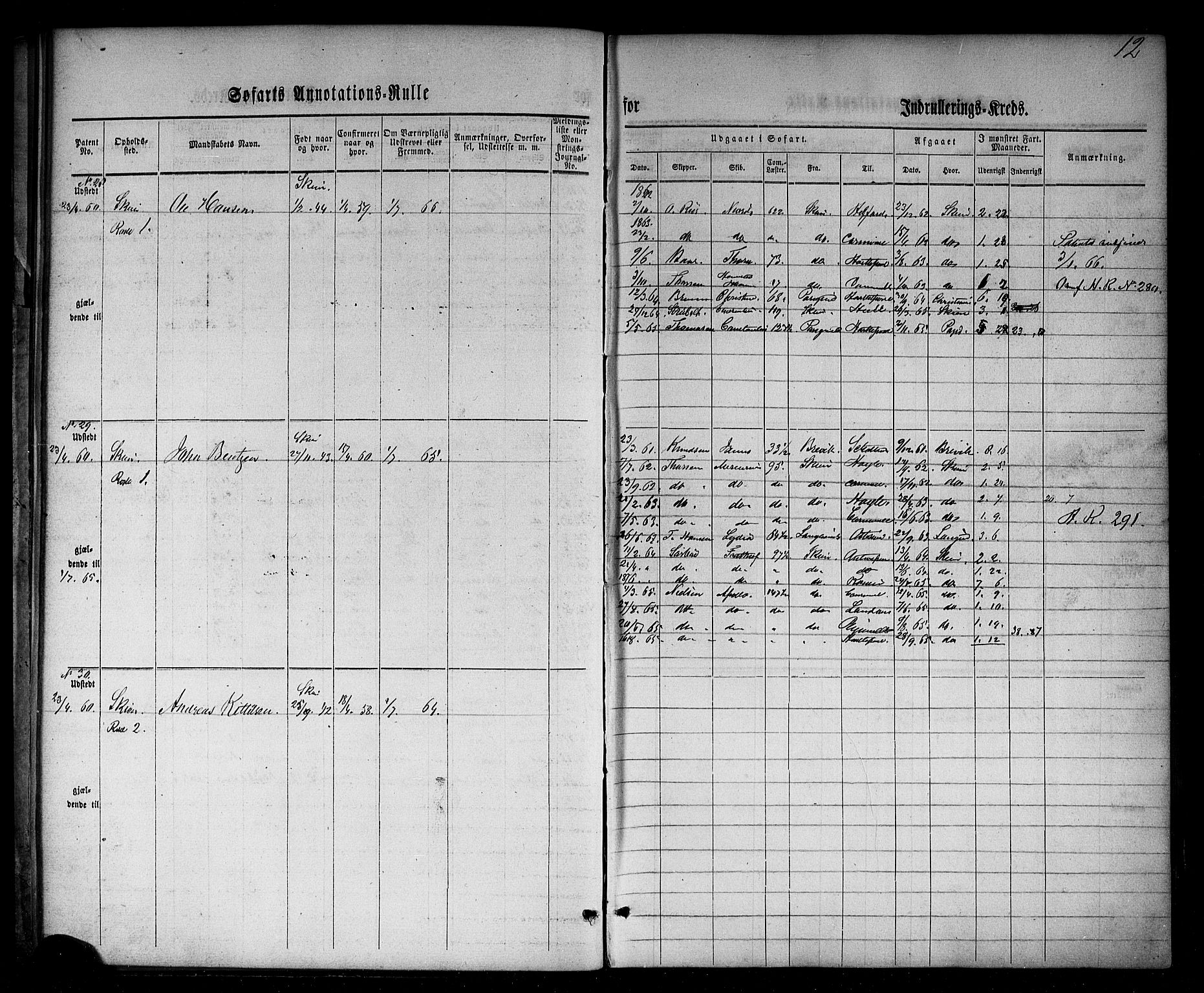 Skien innrulleringskontor, AV/SAKO-A-832/F/Fc/L0001: Annotasjonsrulle, 1860-1868, s. 35