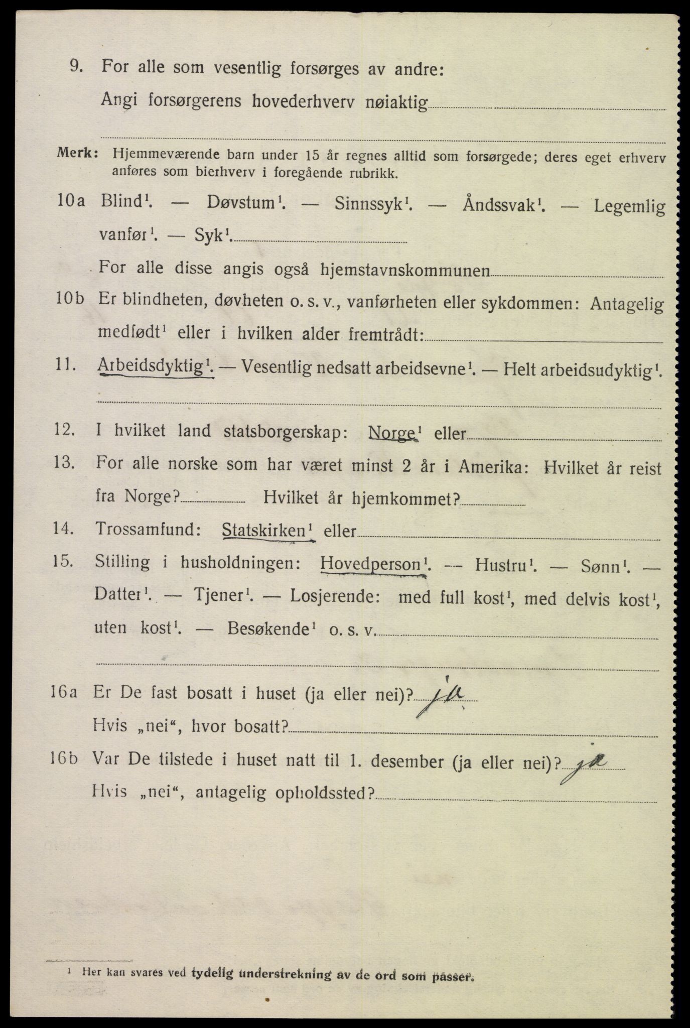 SAK, Folketelling 1920 for 1018 Søgne herred, 1920, s. 4598