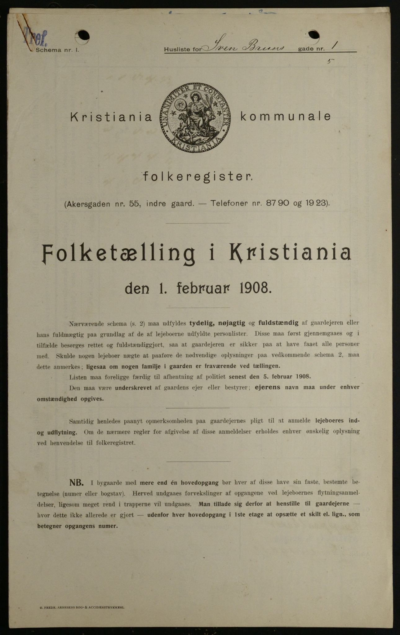 OBA, Kommunal folketelling 1.2.1908 for Kristiania kjøpstad, 1908, s. 94217