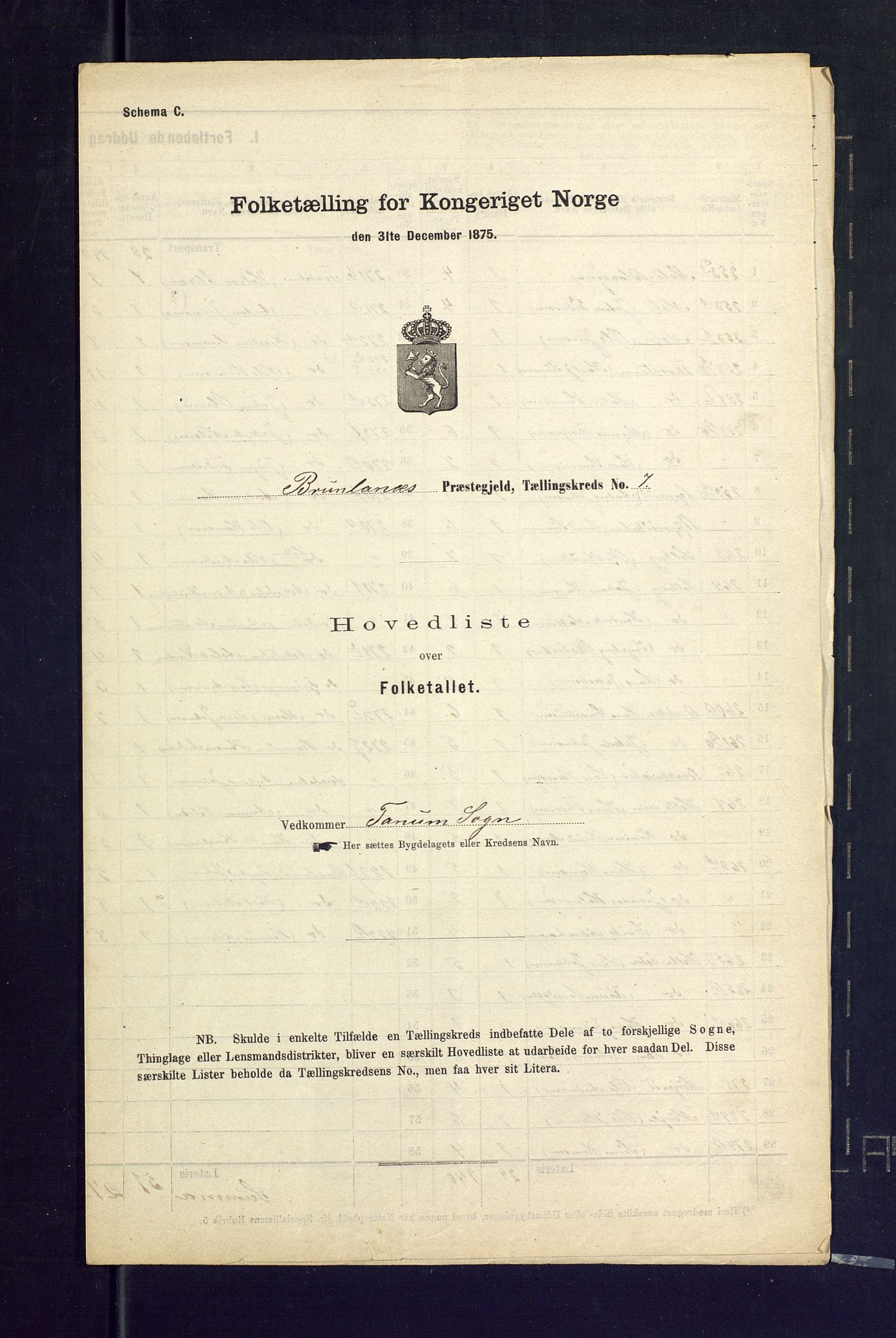 SAKO, Folketelling 1875 for 0726P Brunlanes prestegjeld, 1875, s. 26