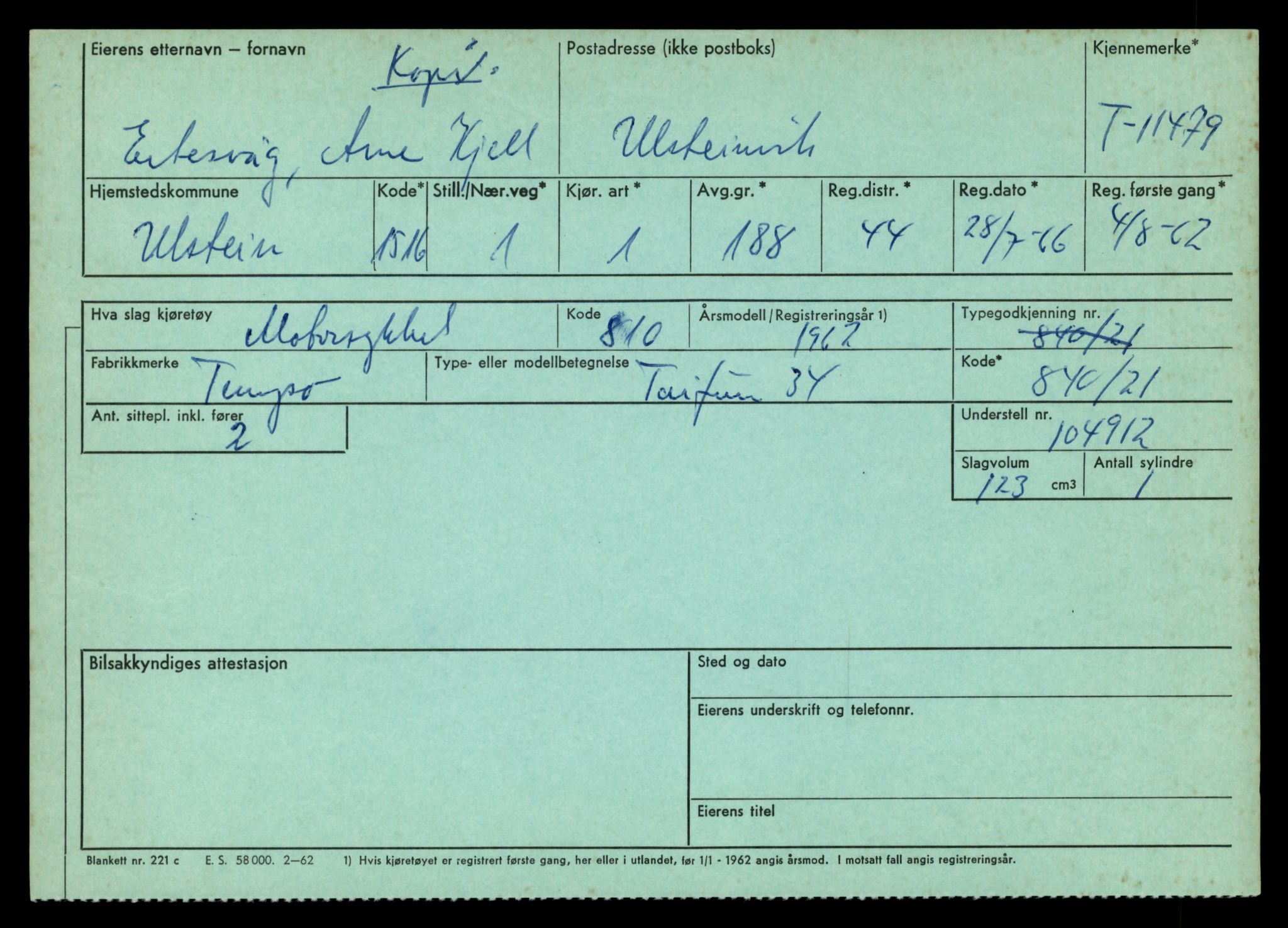 Møre og Romsdal vegkontor - Ålesund trafikkstasjon, AV/SAT-A-4099/F/Fe/L0029: Registreringskort for kjøretøy T 11430 - T 11619, 1927-1998, s. 881