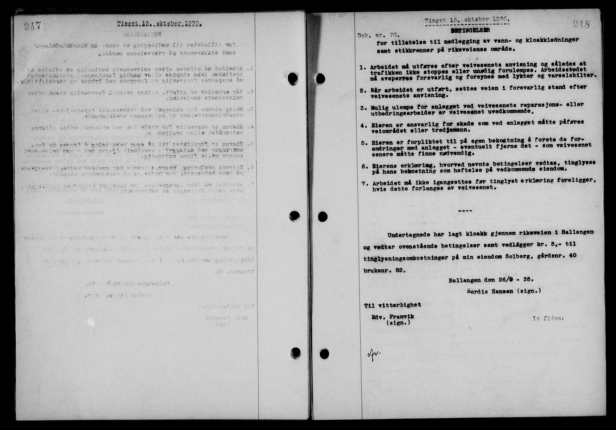 Steigen og Ofoten sorenskriveri, SAT/A-0030/1/2/2C/L0026: Pantebok nr. 30, 1935-1936, Tingl.dato: 15.10.1935