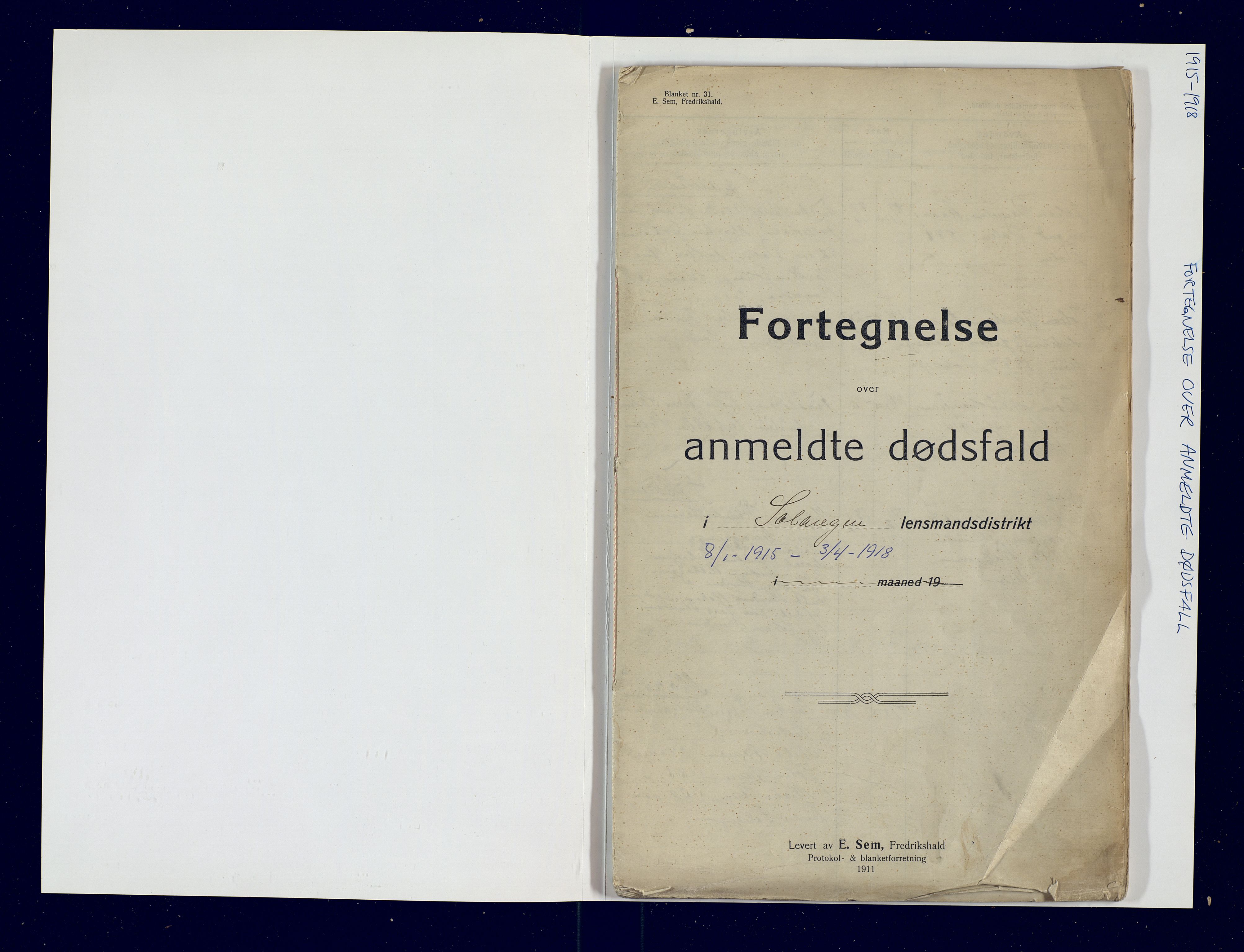 Salangen lensmannskontor, AV/SATØ-SATO-97/Fic/L0073: Dødsfallsprotokoller, 1915-1918