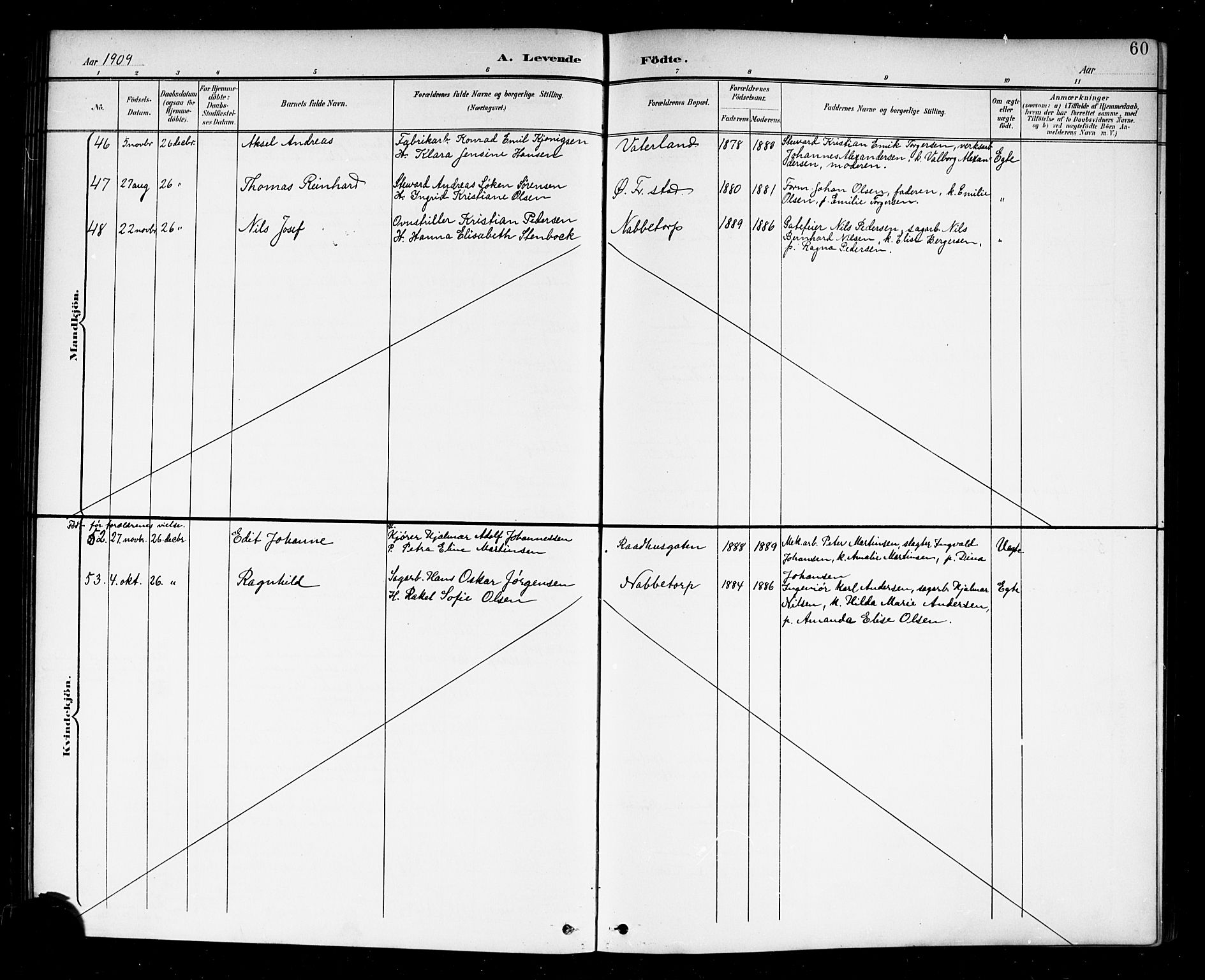 Østre Fredrikstad prestekontor Kirkebøker, AV/SAO-A-10907/G/Ga/L0002: Klokkerbok nr. 2, 1900-1919, s. 60