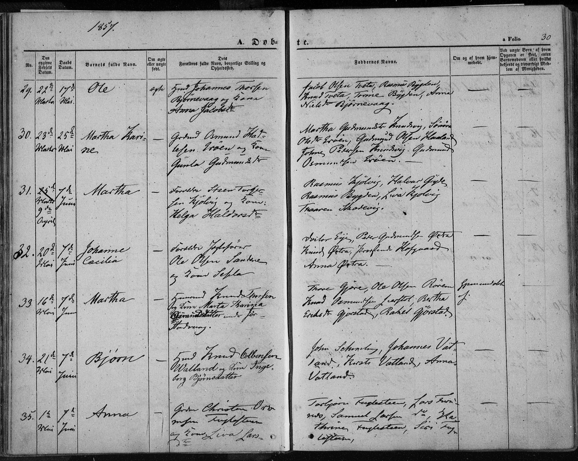 Jelsa sokneprestkontor, AV/SAST-A-101842/01/IV: Ministerialbok nr. A 7, 1854-1866, s. 30