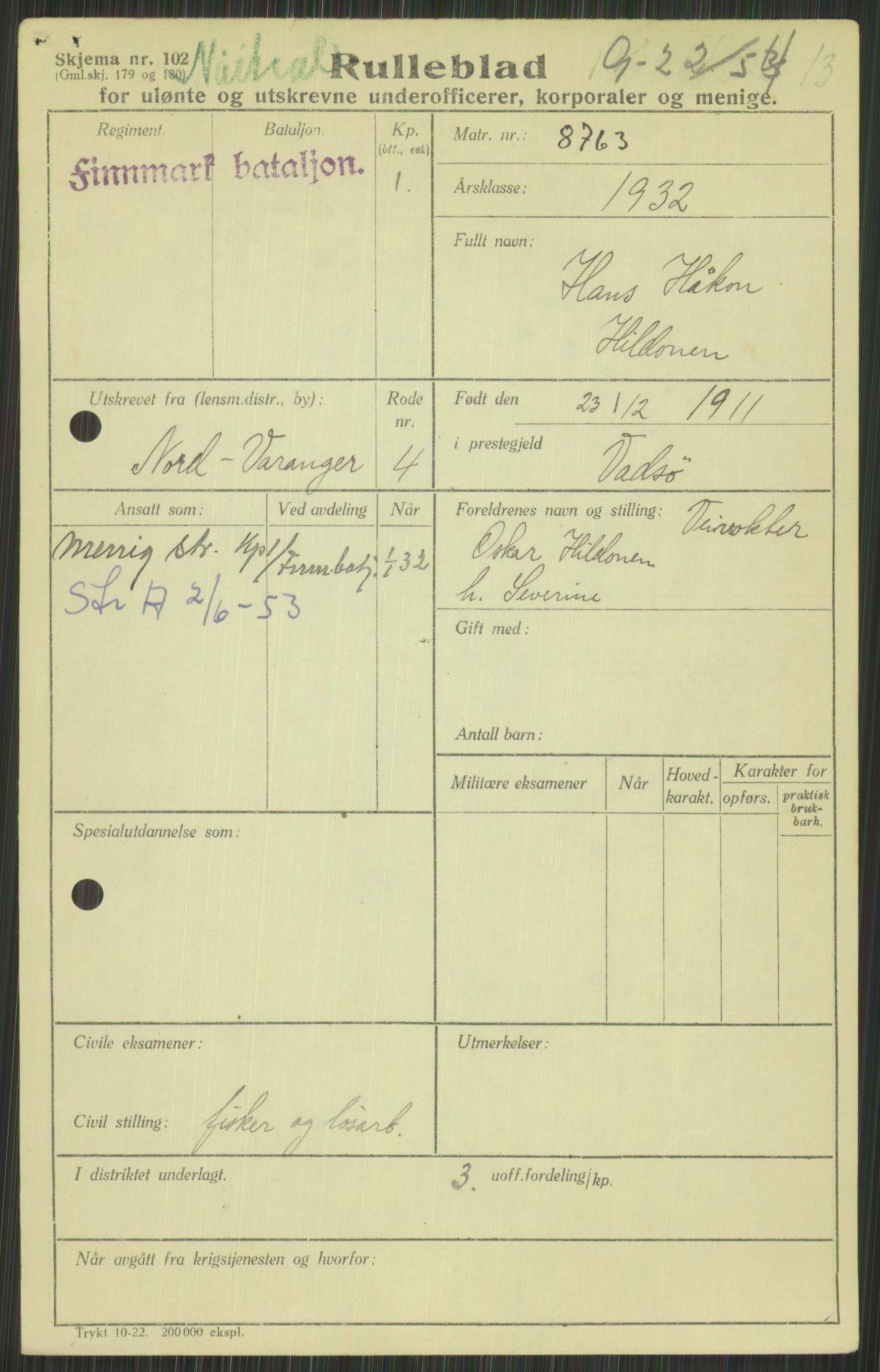 Forsvaret, Varanger bataljon, AV/RA-RAFA-2258/1/D/L0440: Rulleblad for fødte 1892-1912, 1892-1912, s. 1231