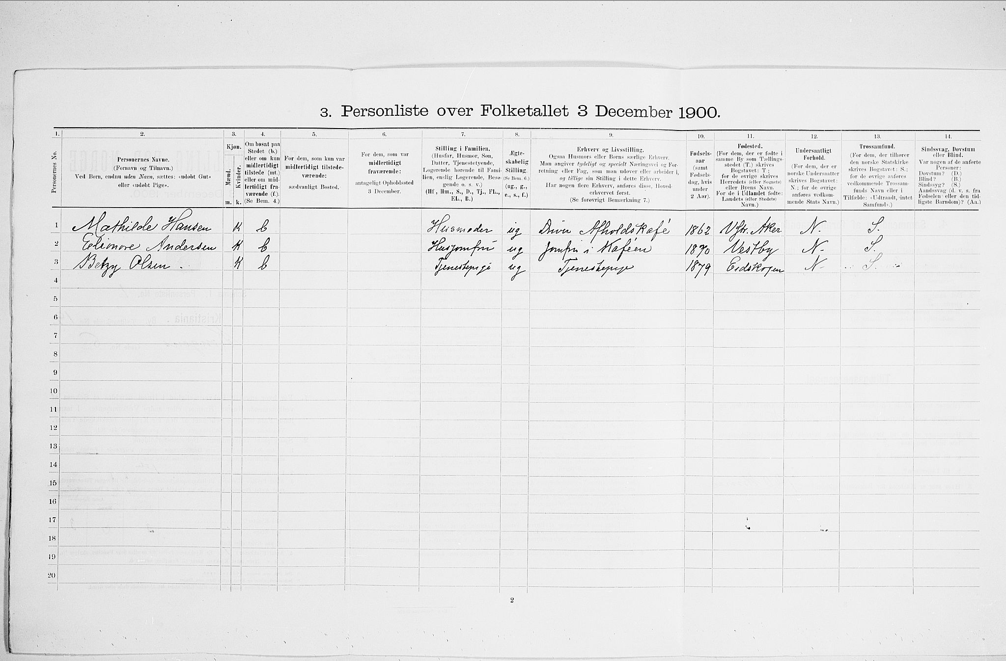 SAO, Folketelling 1900 for 0301 Kristiania kjøpstad, 1900, s. 48724