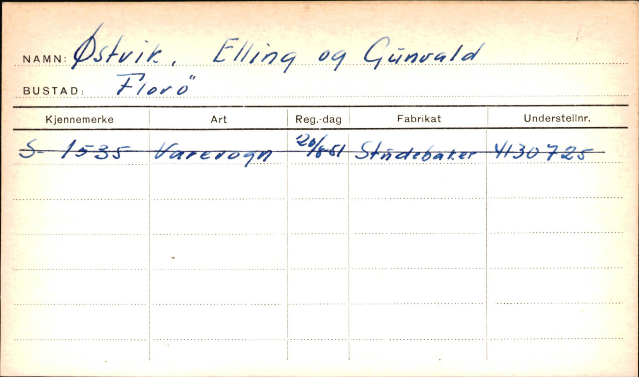 Statens vegvesen, Sogn og Fjordane vegkontor, AV/SAB-A-5301/4/F/L0002: Eigarregister Fjordane til 1.6.1961, 1930-1961, s. 698