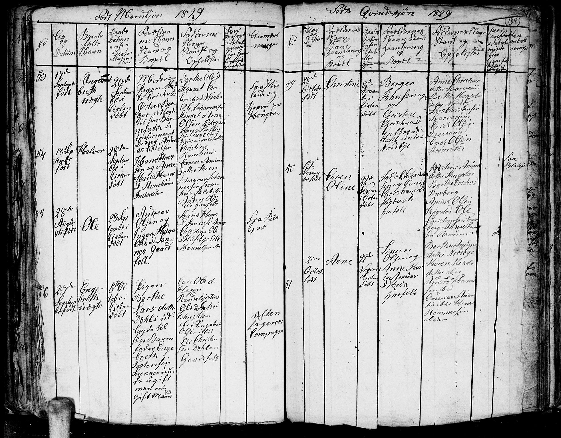 Aurskog prestekontor Kirkebøker, AV/SAO-A-10304a/G/Ga/L0001: Klokkerbok nr. I 1, 1814-1829, s. 184