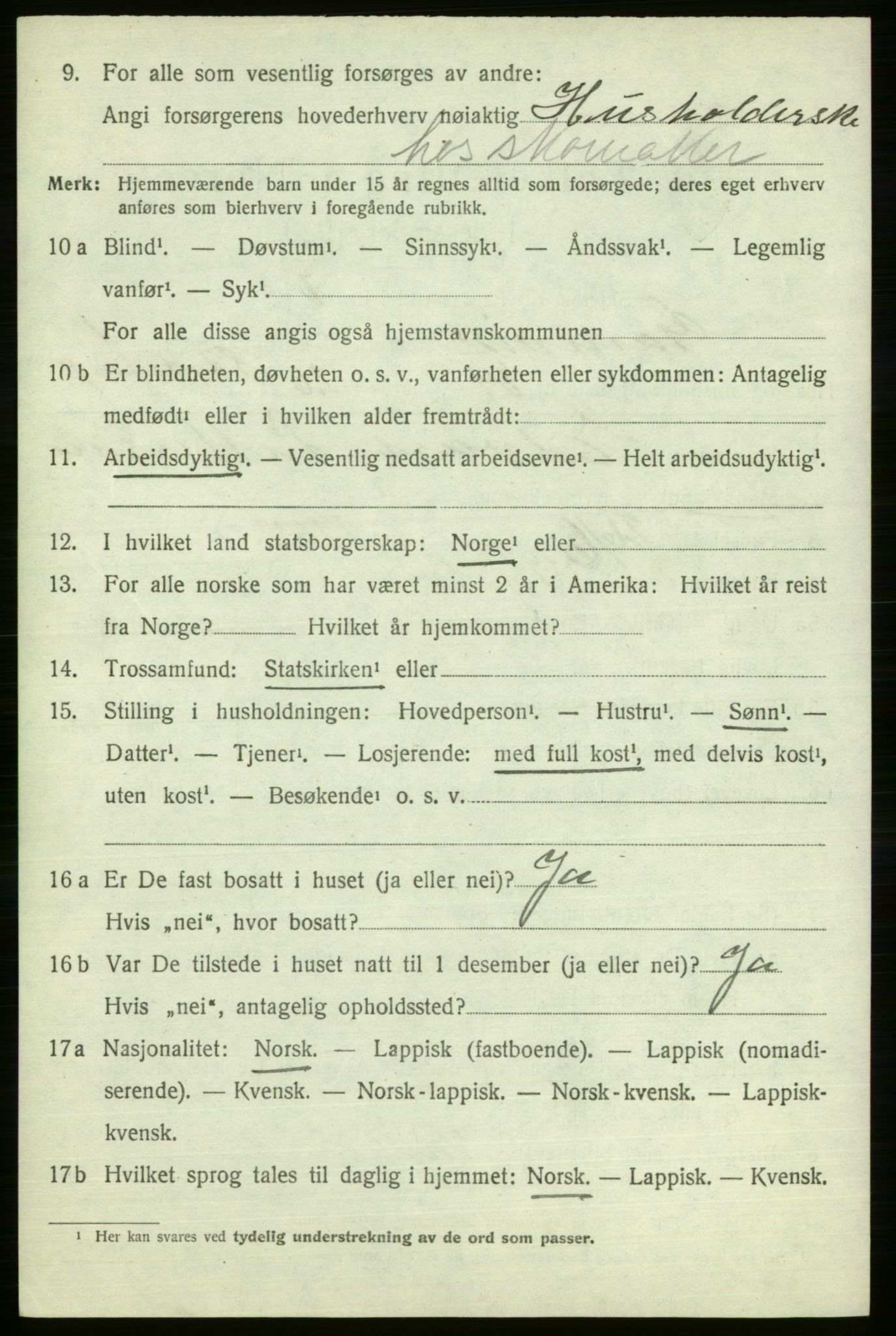 SATØ, Folketelling 1920 for 2023 Gamvik herred, 1920, s. 1019