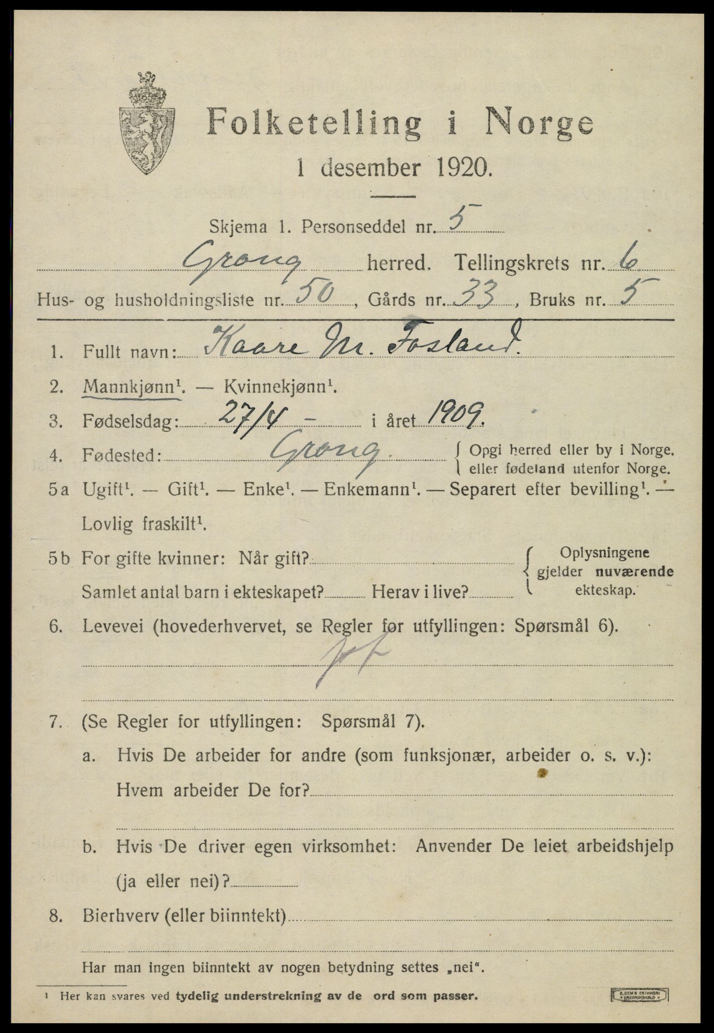 SAT, Folketelling 1920 for 1742 Grong herred, 1920, s. 4071