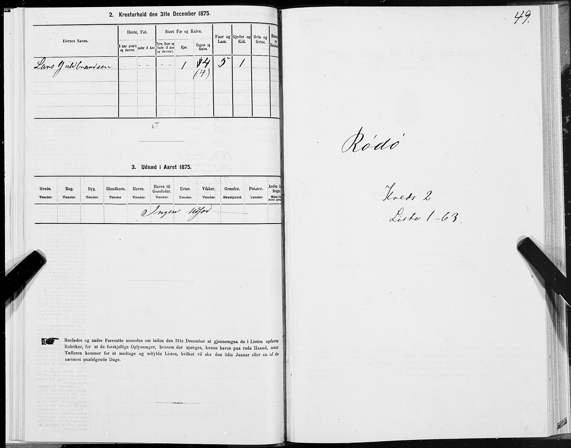 SAT, Folketelling 1875 for 1836P Rødøy prestegjeld, 1875, s. 1049