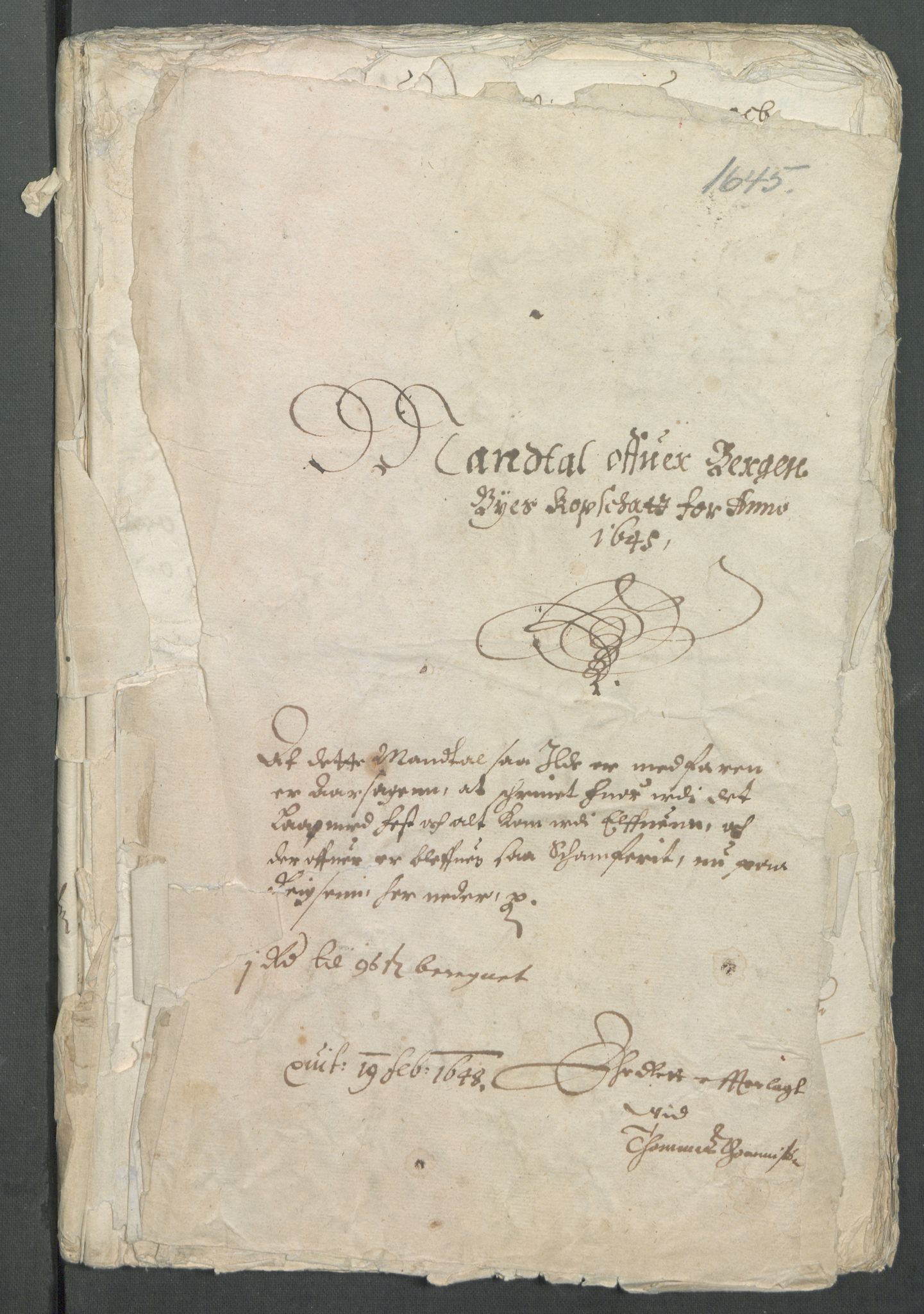 Rentekammeret inntil 1814, Reviderte regnskaper, Byregnskaper, AV/RA-EA-4066/R/Rp/L0409: [P48] Sikt og sakefall, 1640-1654, s. 2