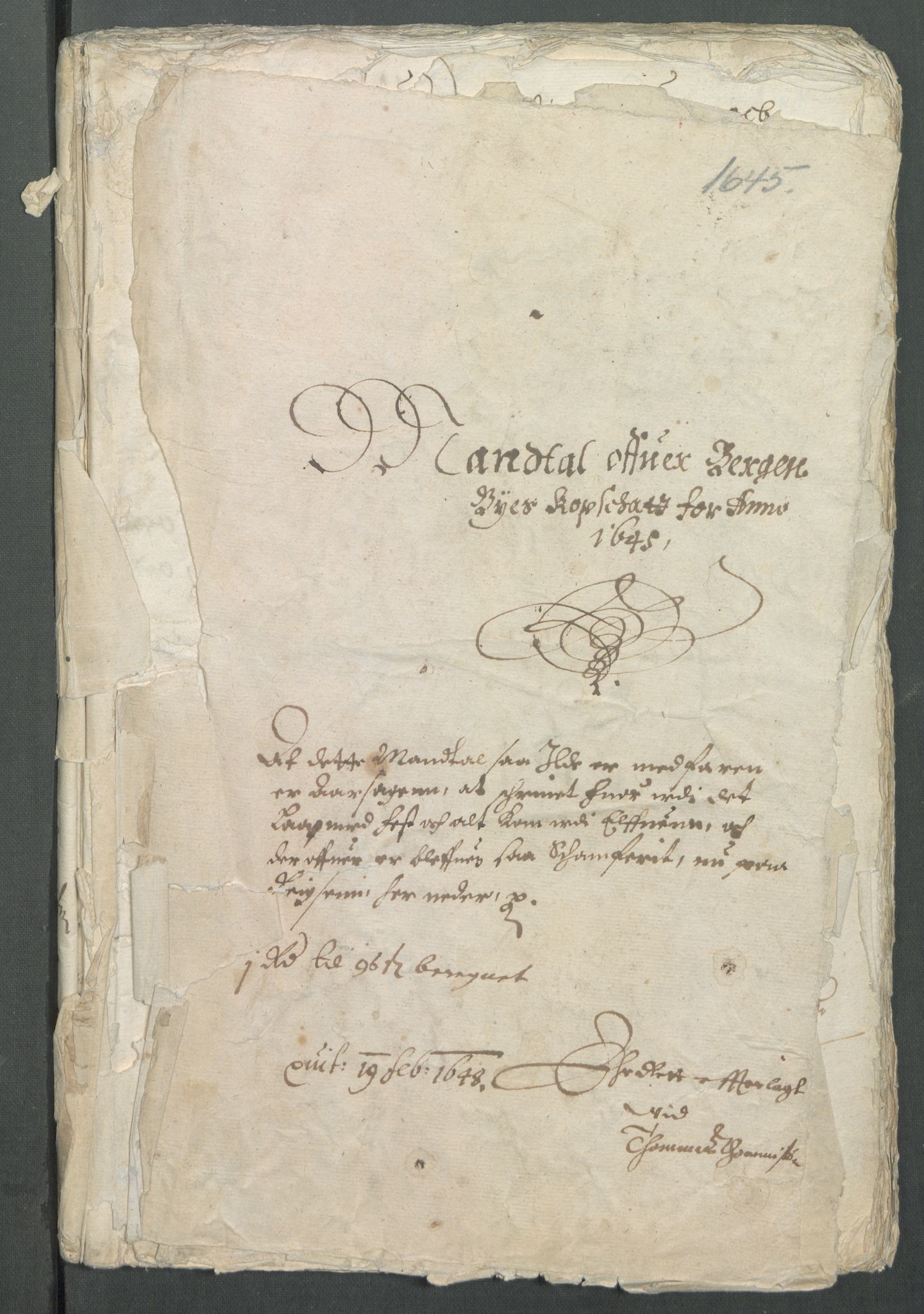 Rentekammeret inntil 1814, Reviderte regnskaper, Byregnskaper, RA/EA-4066/R/Rp/L0409: [P48] Sikt og sakefall, 1640-1654, s. 2