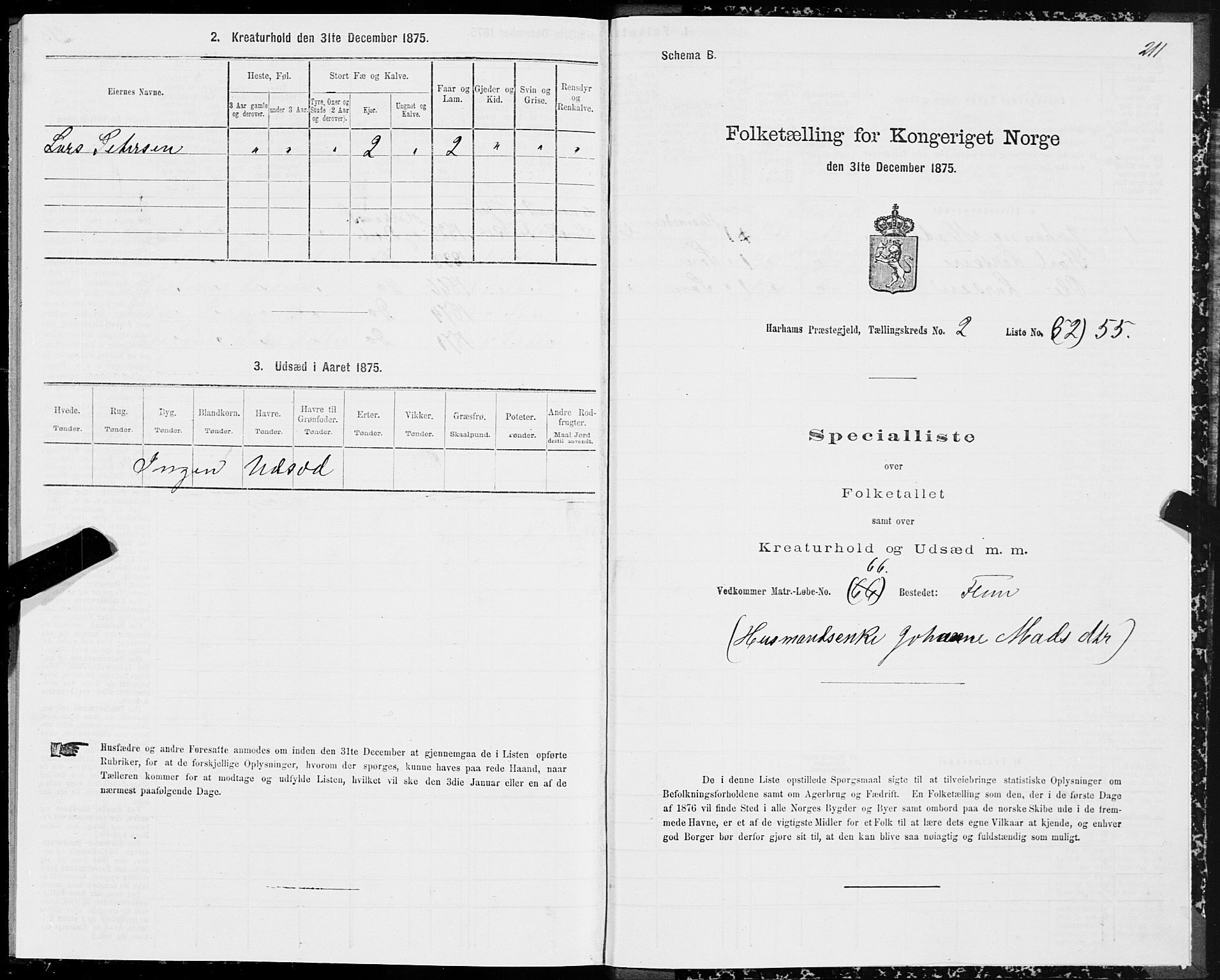 SAT, Folketelling 1875 for 1534P Haram prestegjeld, 1875, s. 1211