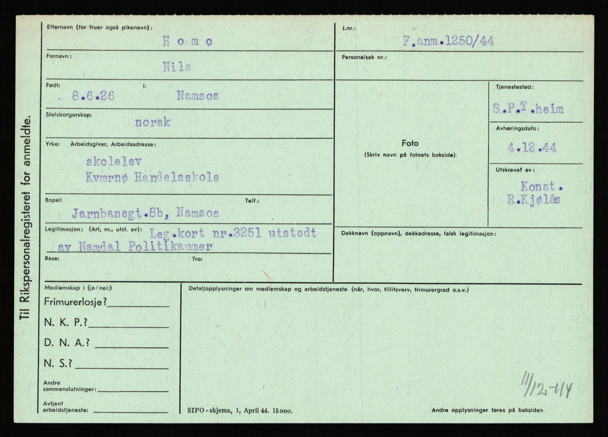 Statspolitiet - Hovedkontoret / Osloavdelingen, AV/RA-S-1329/C/Ca/L0007: Hol - Joelsen, 1943-1945, s. 817