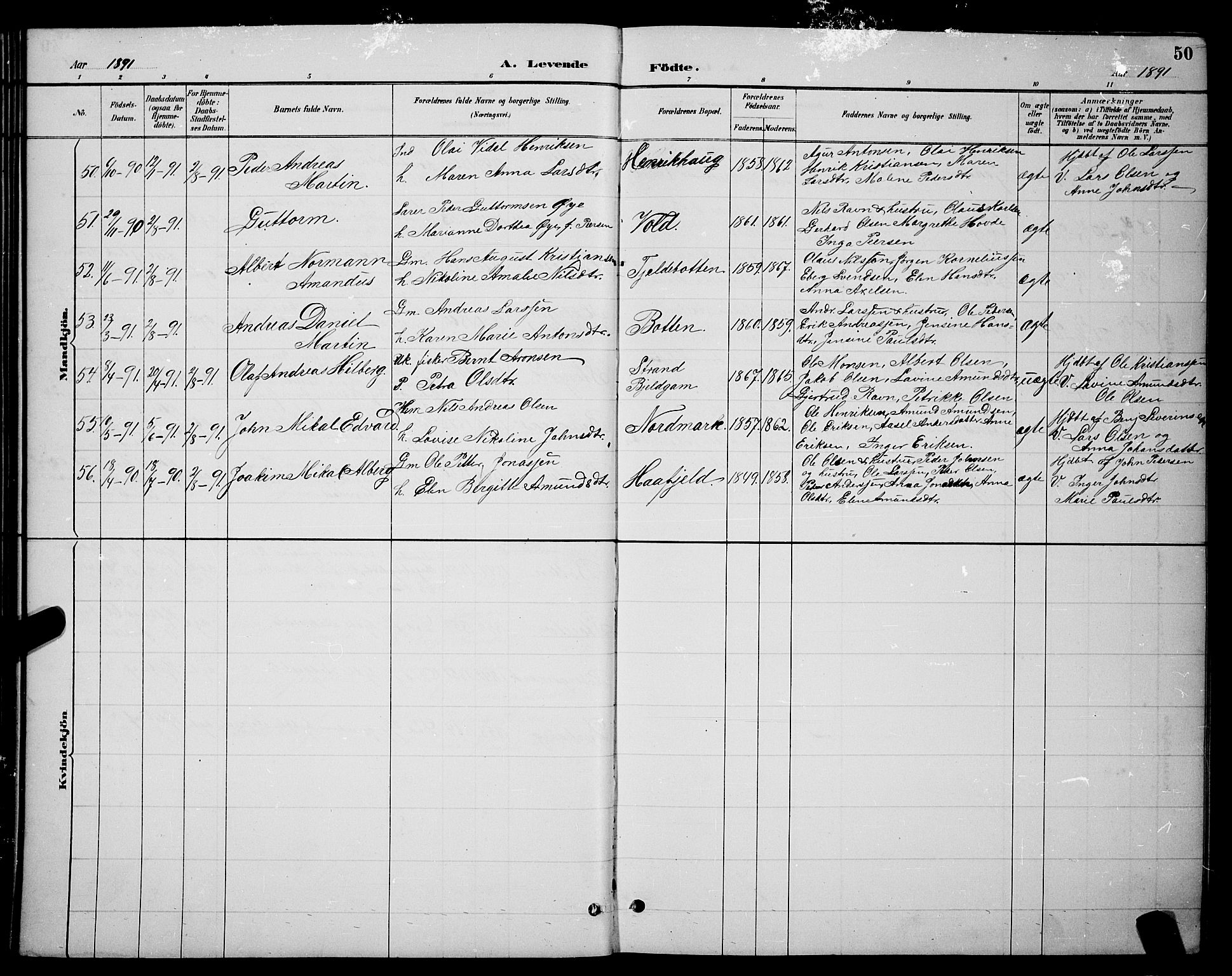 Ministerialprotokoller, klokkerbøker og fødselsregistre - Nordland, AV/SAT-A-1459/863/L0914: Klokkerbok nr. 863C04, 1886-1897, s. 50