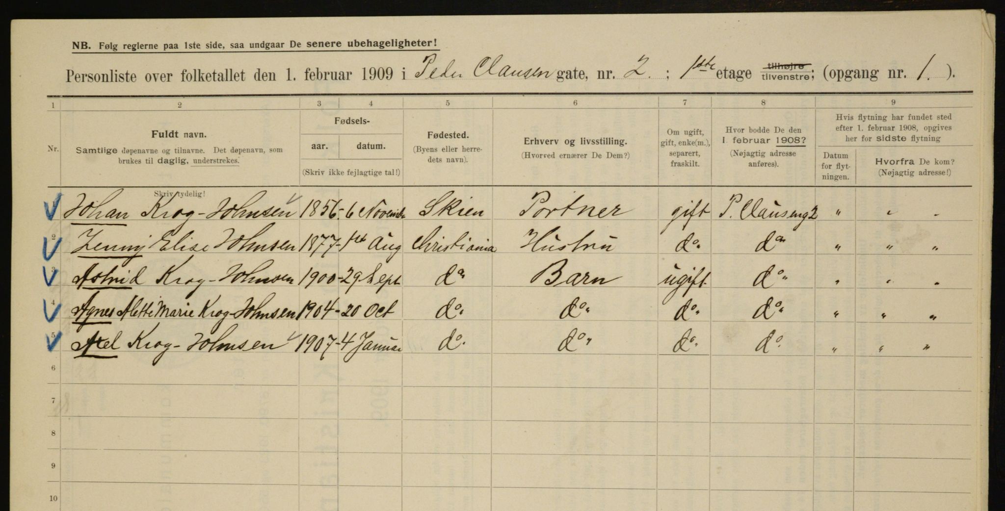 OBA, Kommunal folketelling 1.2.1909 for Kristiania kjøpstad, 1909, s. 71334