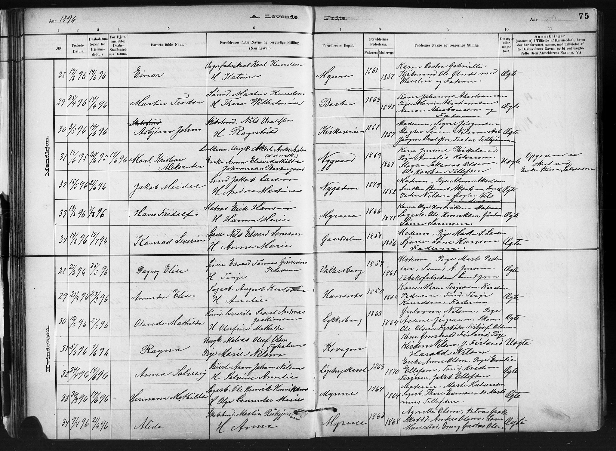 Barbu sokneprestkontor, AV/SAK-1111-0003/F/Fb/L0002: Klokkerbok nr. B 2, 1890-1922, s. 75
