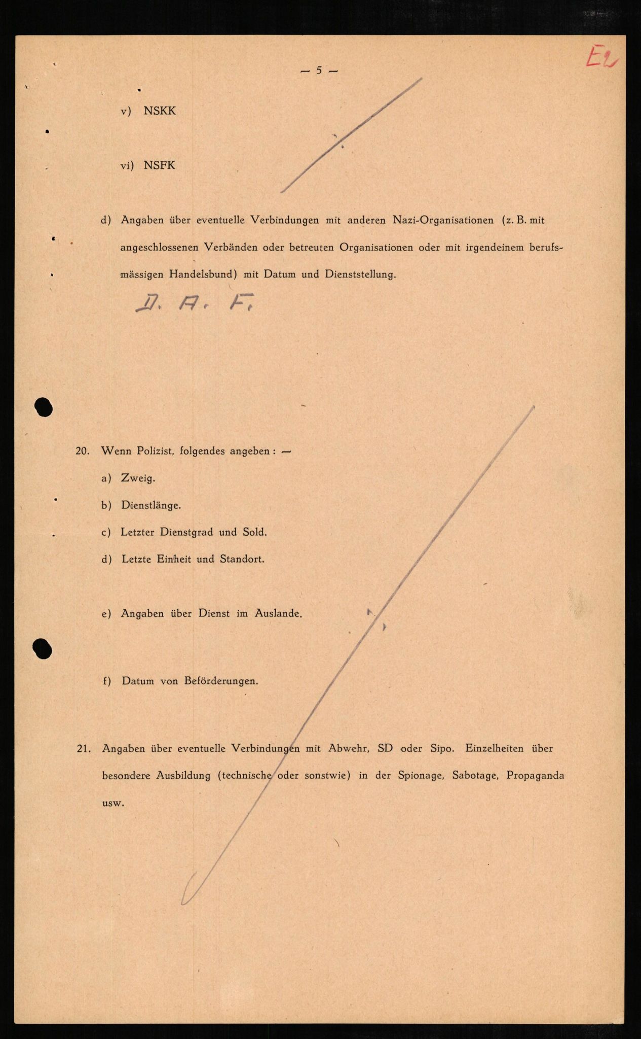 Forsvaret, Forsvarets overkommando II, RA/RAFA-3915/D/Db/L0007: CI Questionaires. Tyske okkupasjonsstyrker i Norge. Tyskere., 1945-1946, s. 243