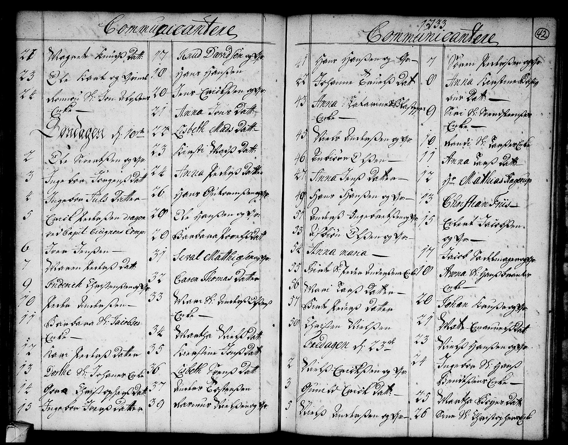 Strømsø kirkebøker, AV/SAKO-A-246/F/Fa/L0004: Ministerialbok nr. I 4, 1731-1734, s. 42