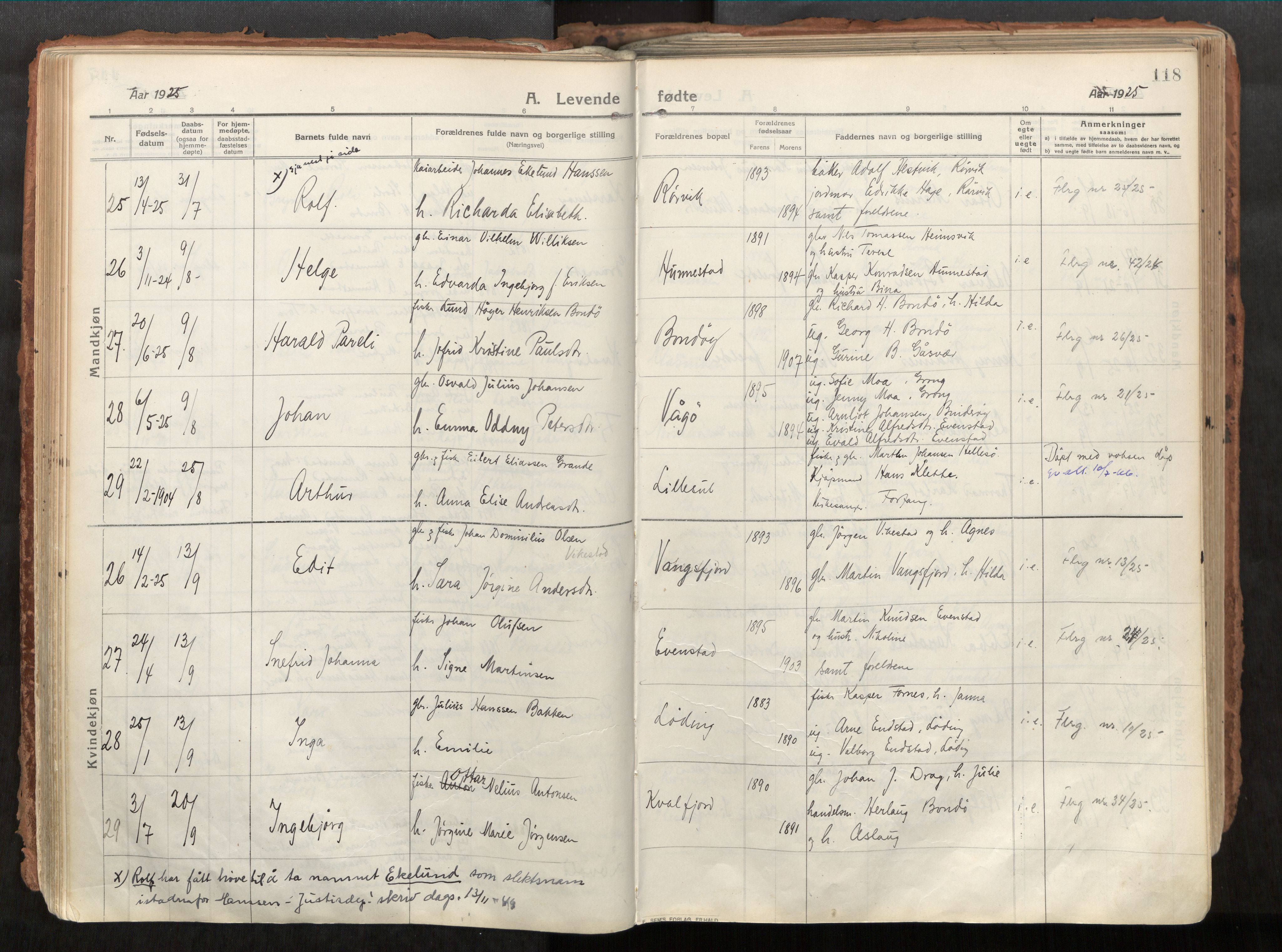 Vikna sokneprestkontor, AV/SAT-A-1173/1/I/I1/I1a/L0001: Ministerialbok nr. 1, 1913-1934, s. 118