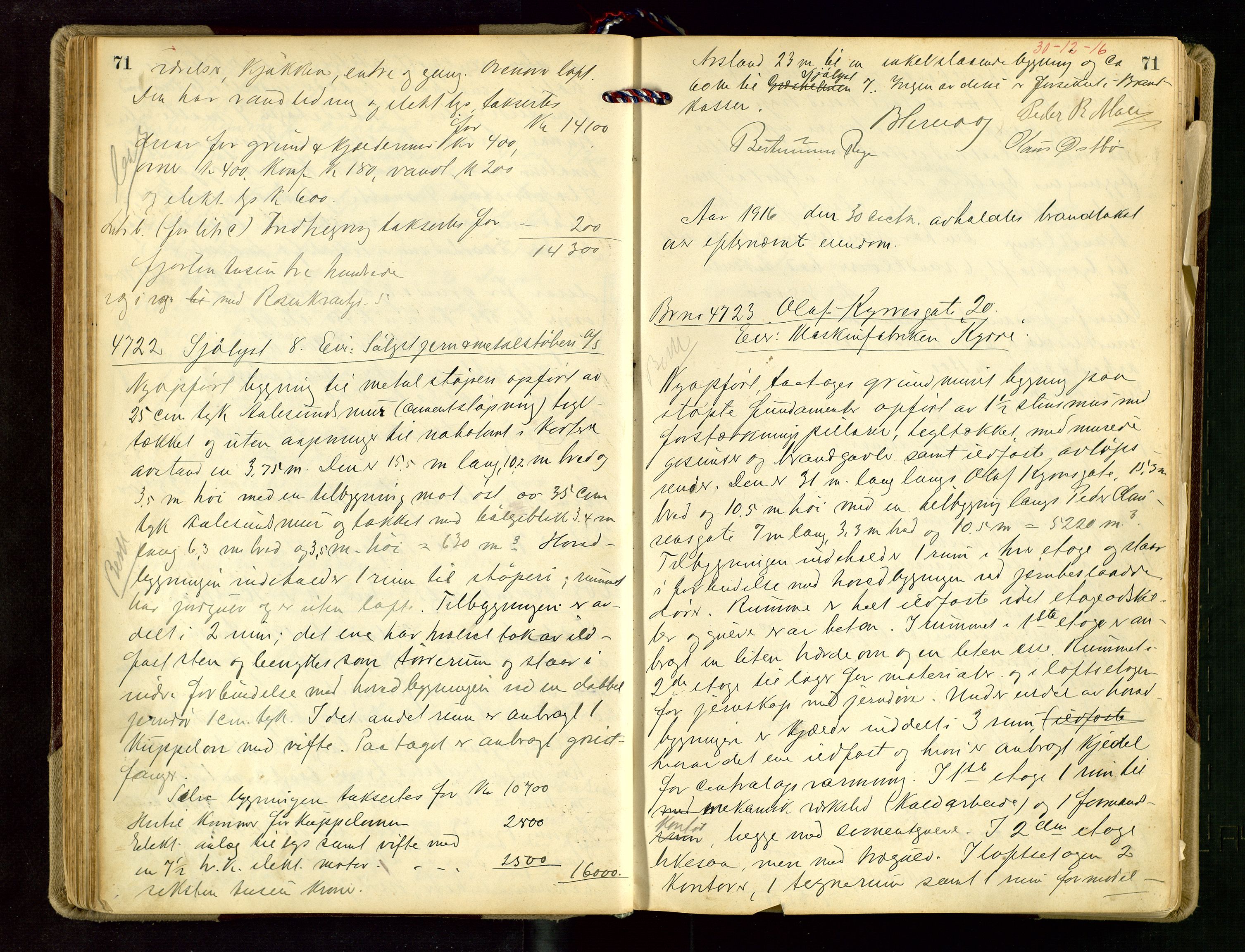 Norges Brannkasse Stavanger, AV/SAST-A-102143/F/Fd/L0015: Branntaksprotokoll nr. 26, 1916-1918, s. 71