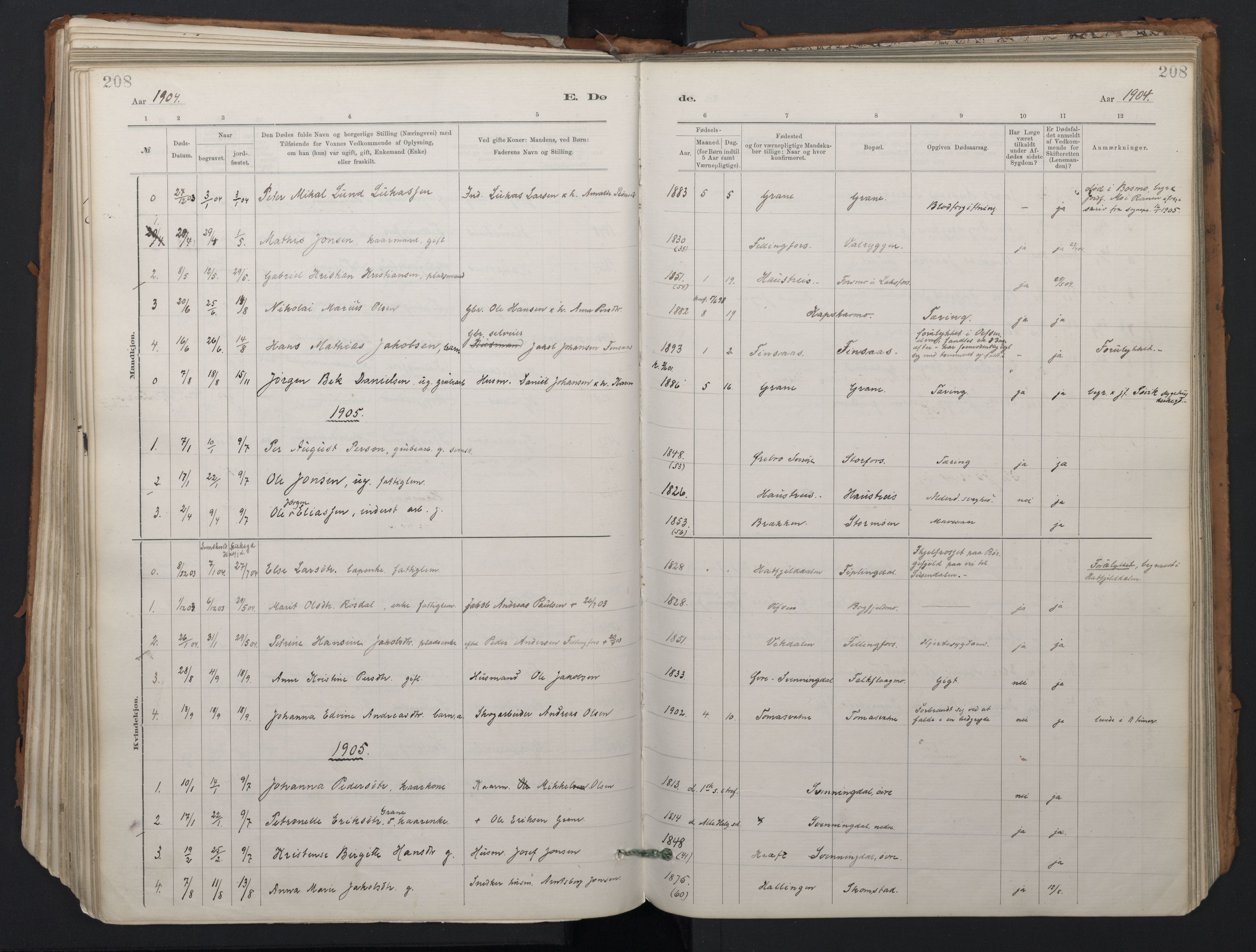 Ministerialprotokoller, klokkerbøker og fødselsregistre - Nordland, AV/SAT-A-1459/824/L0338: Ministerialbok nr. 824A01, 1880-1915, s. 208