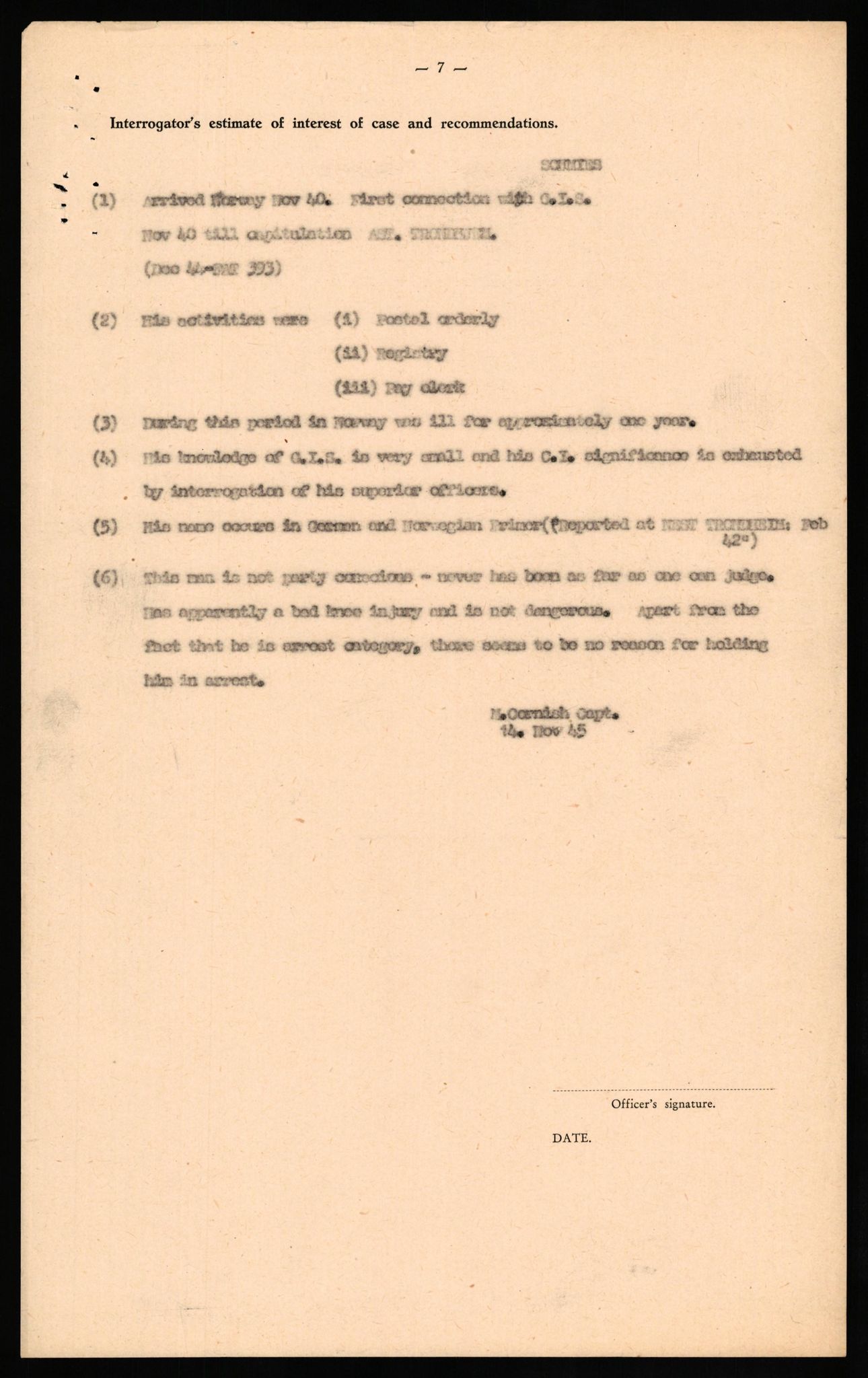 Forsvaret, Forsvarets overkommando II, AV/RA-RAFA-3915/D/Db/L0029: CI Questionaires. Tyske okkupasjonsstyrker i Norge. Tyskere., 1945-1946, s. 443