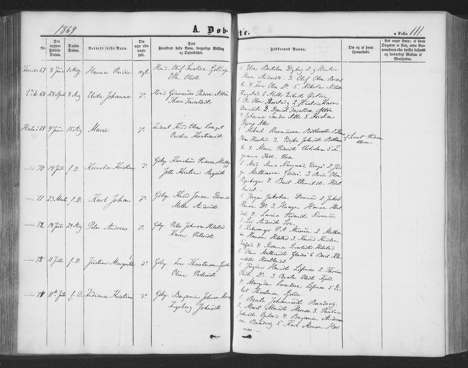 Ministerialprotokoller, klokkerbøker og fødselsregistre - Nord-Trøndelag, AV/SAT-A-1458/773/L0615: Ministerialbok nr. 773A06, 1857-1870, s. 111
