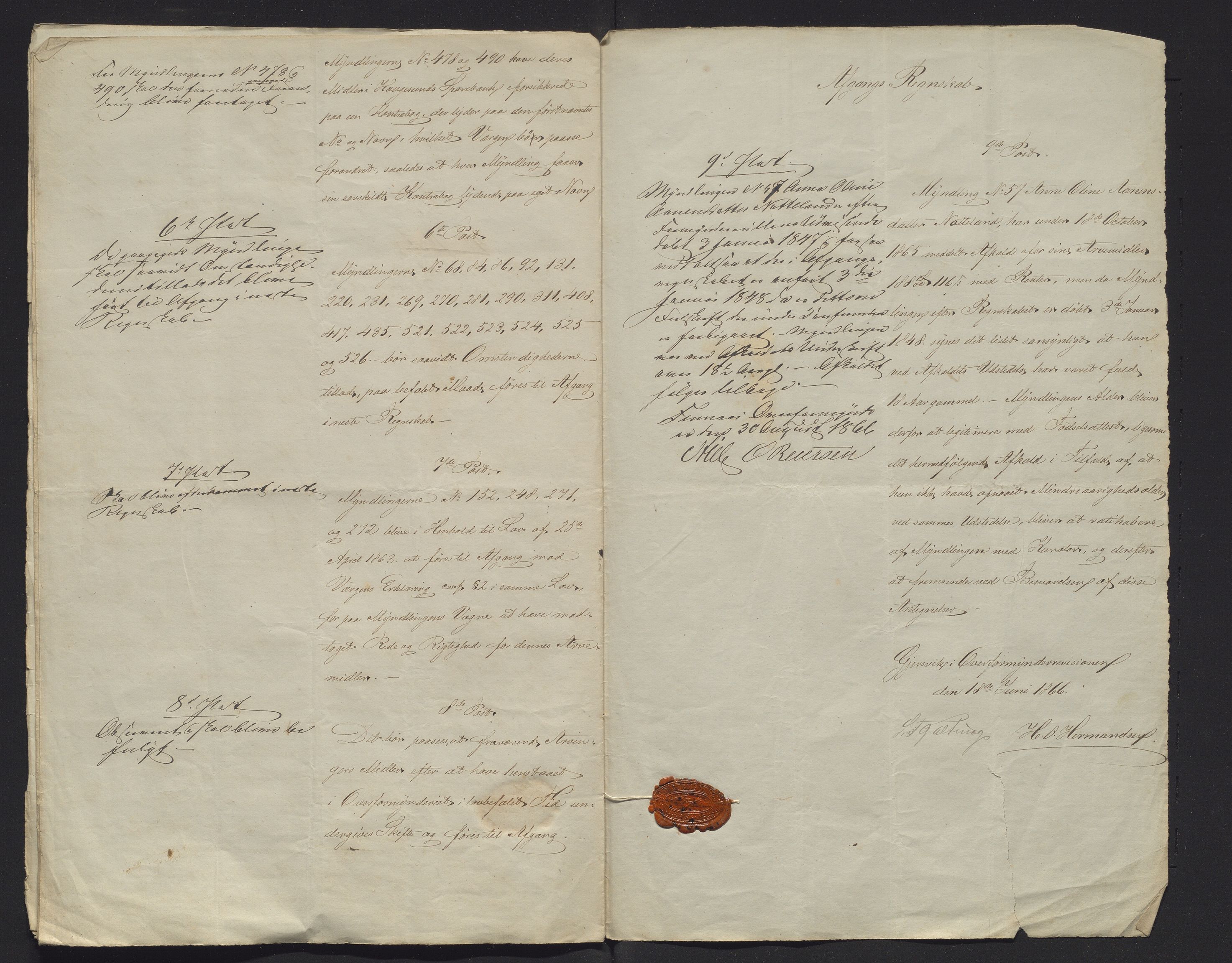 Finnaas kommune. Overformynderiet, IKAH/1218a-812/R/Ra/Raa/L0001/0004: Årlege rekneskap m/vedlegg / Årlege rekneskap m/vedlegg, 1864