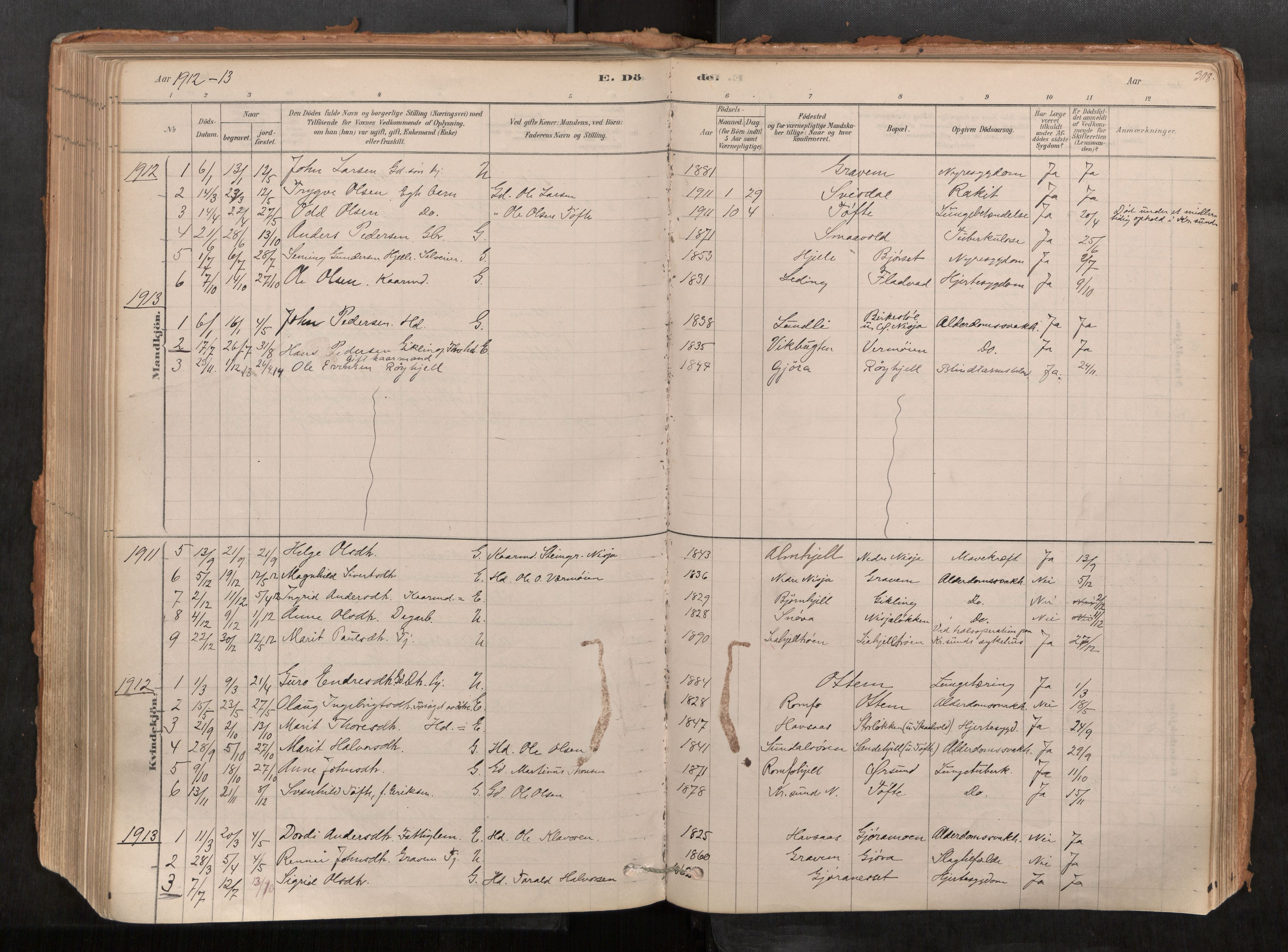 Sunndal sokneprestkontor, SAT/A-1085/1/I/I1/I1a/L0001: Ministerialbok nr. 1, 1877-1914, s. 308