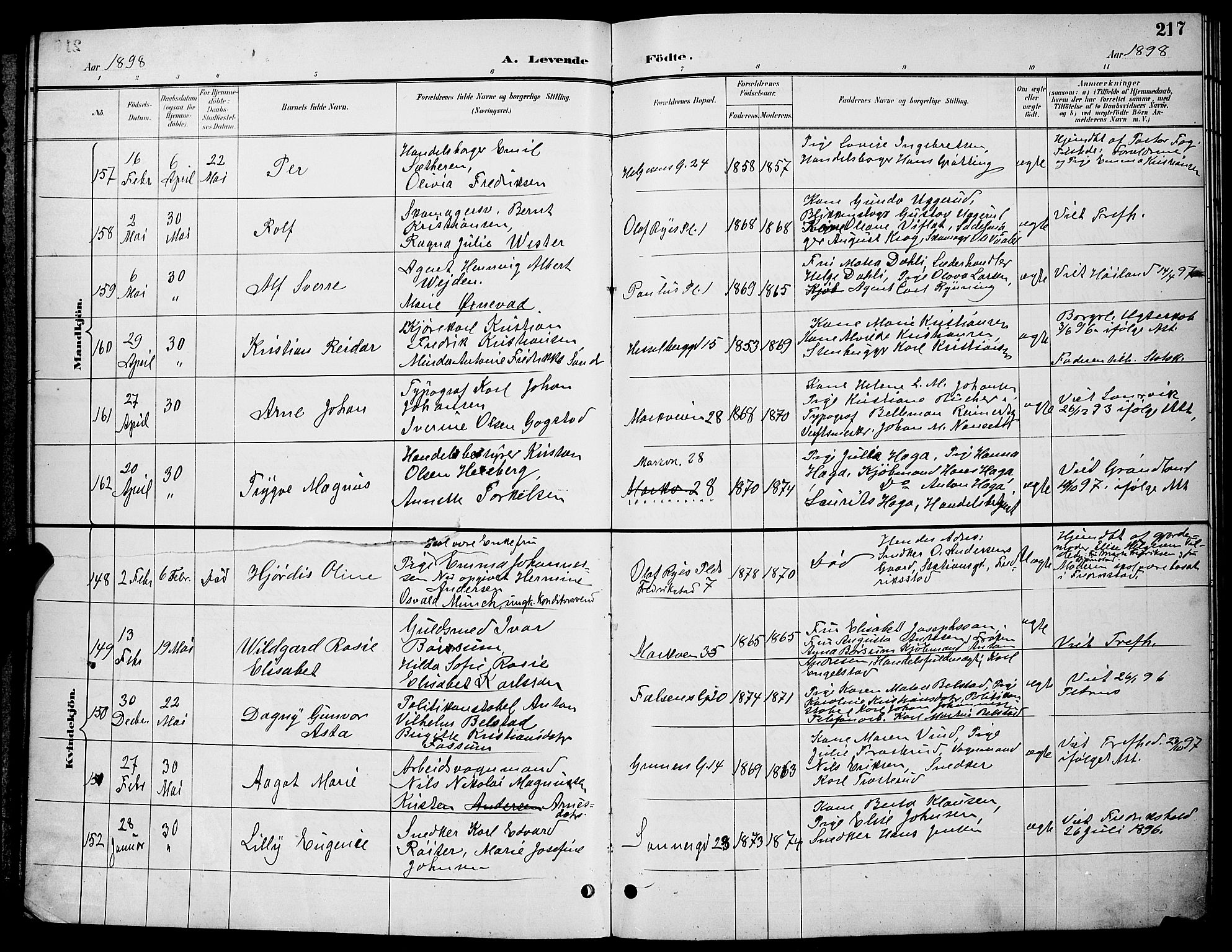 Paulus prestekontor Kirkebøker, AV/SAO-A-10871/G/Ga/L0004: Klokkerbok nr. 4, 1895-1898, s. 217