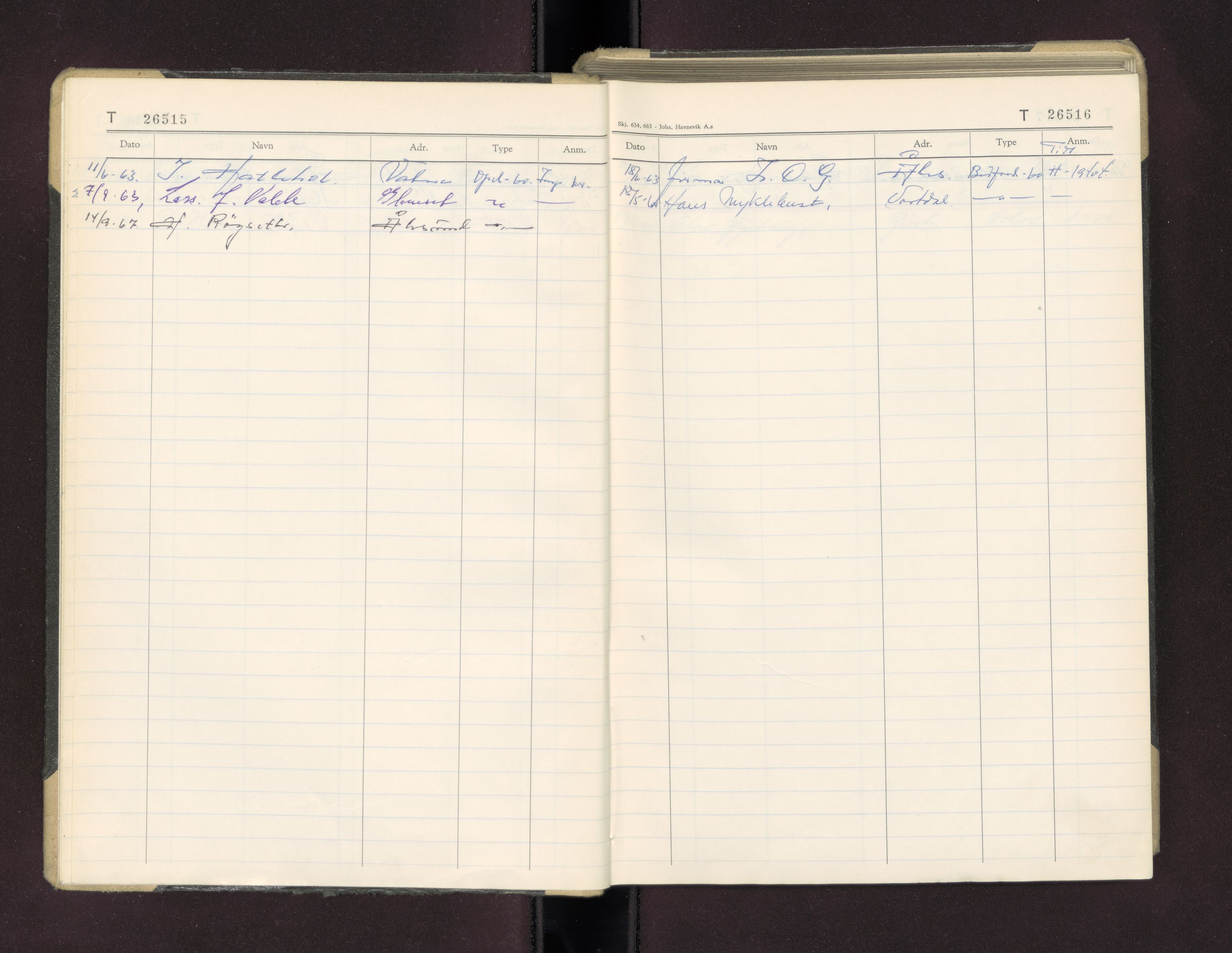 Møre og Romsdal vegkontor - Ålesund trafikkstasjon, AV/SAT-A-4099/F/Fc/L0026: Bilregister; T 26500 - T 26999, 1960-1970