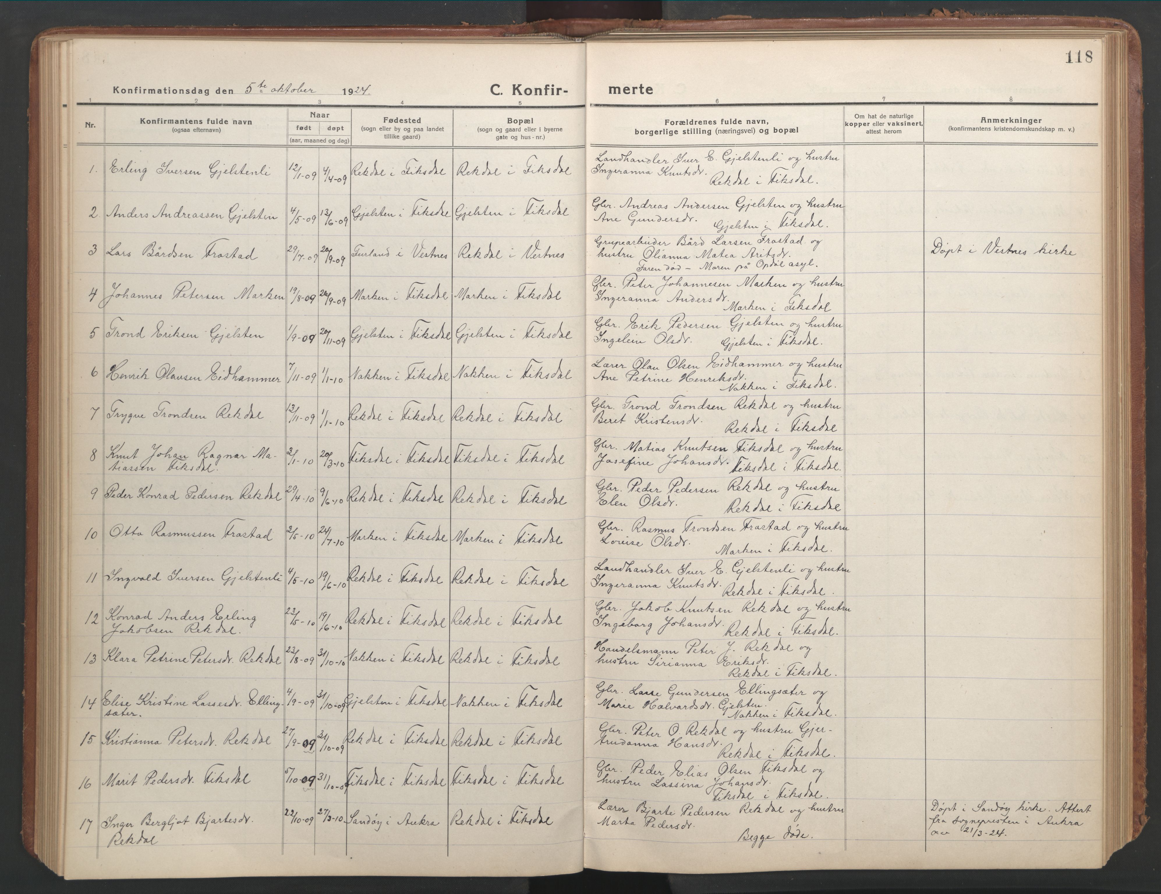 Ministerialprotokoller, klokkerbøker og fødselsregistre - Møre og Romsdal, AV/SAT-A-1454/540/L0542: Klokkerbok nr. 540C02, 1921-1967, s. 118