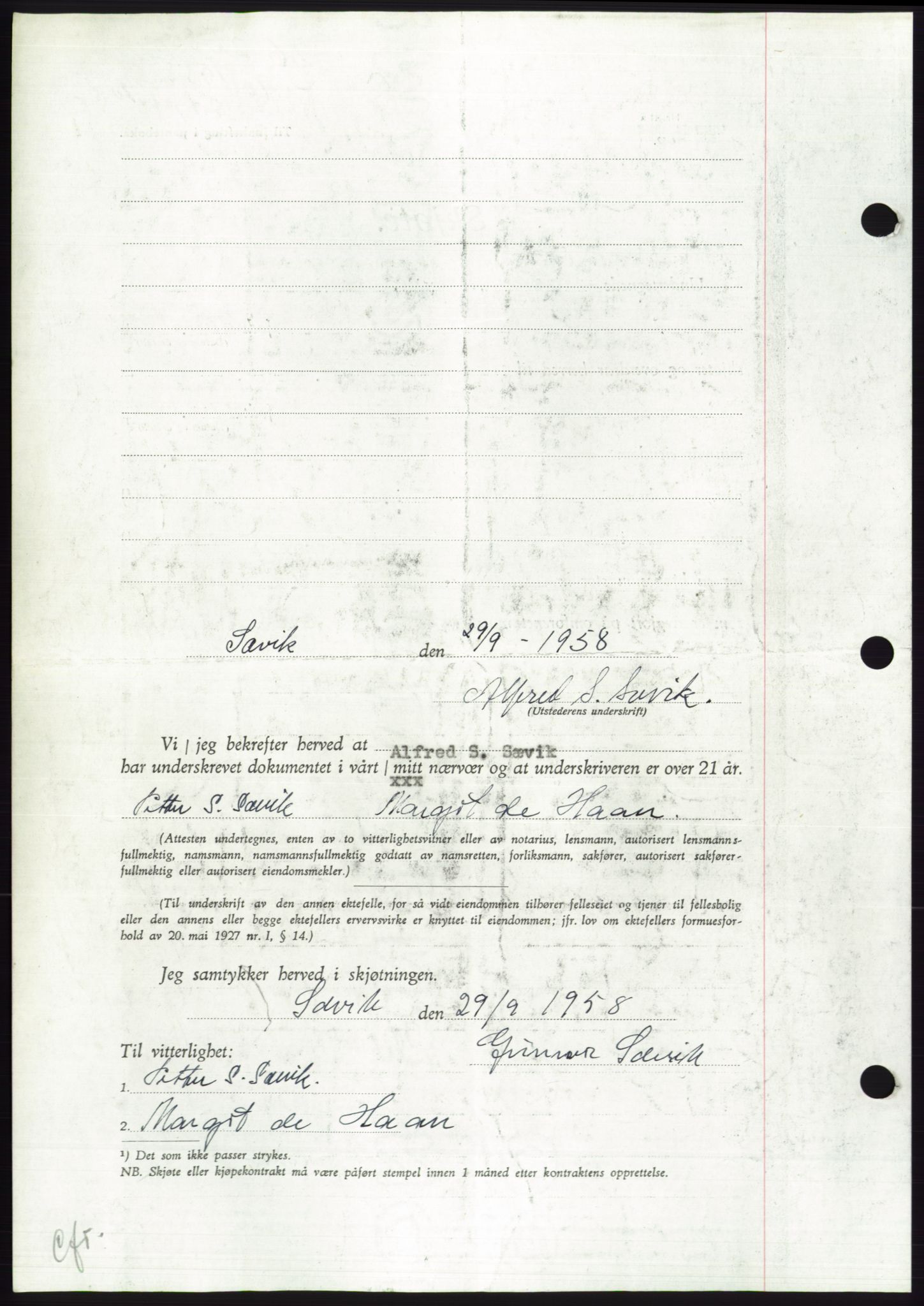 Søre Sunnmøre sorenskriveri, AV/SAT-A-4122/1/2/2C/L0110: Pantebok nr. 36A, 1958-1958, Dagboknr: 2083/1958