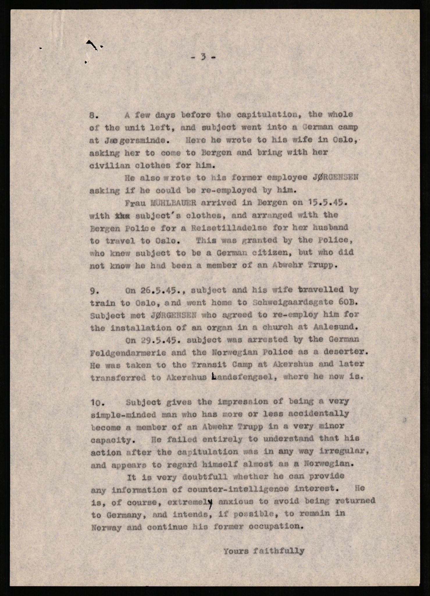 Forsvaret, Forsvarets overkommando II, RA/RAFA-3915/D/Db/L0022: CI Questionaires. Tyske okkupasjonsstyrker i Norge. Tyskere., 1945-1946, s. 505