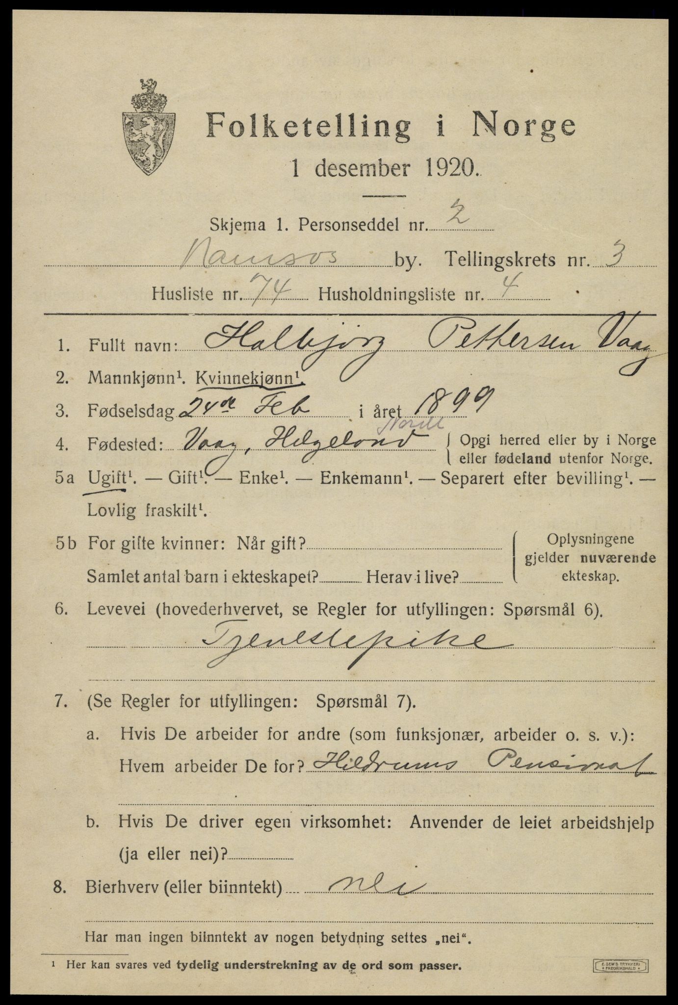 SAT, Folketelling 1920 for 1703 Namsos ladested, 1920, s. 4823